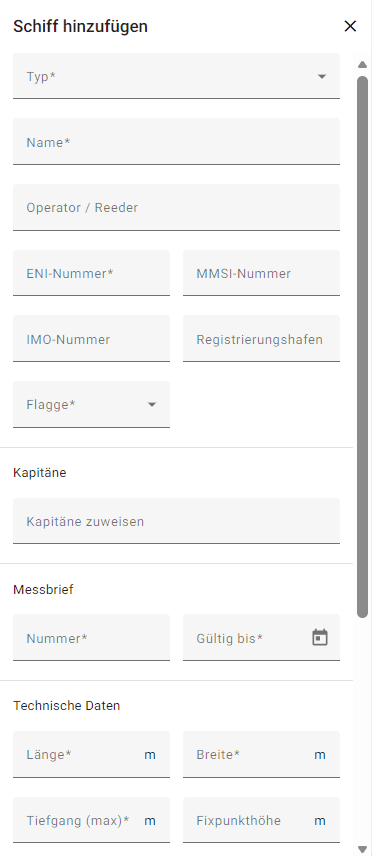 Step #4: Geben Sie die Daten des Schiffes ein.