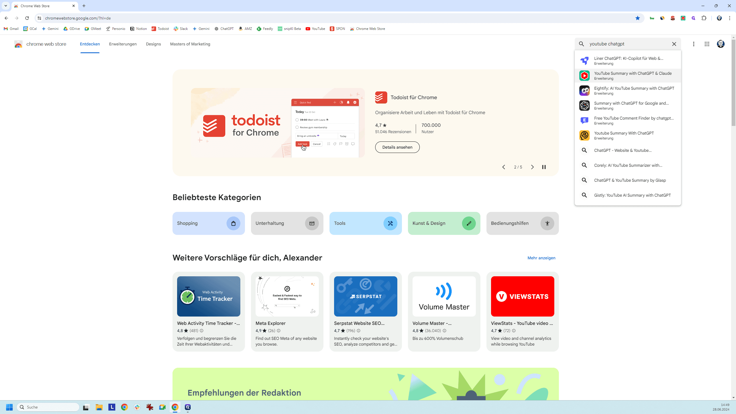 Step #3: Klickt auf "YouTube Summary with ChatGPT & Claude".
