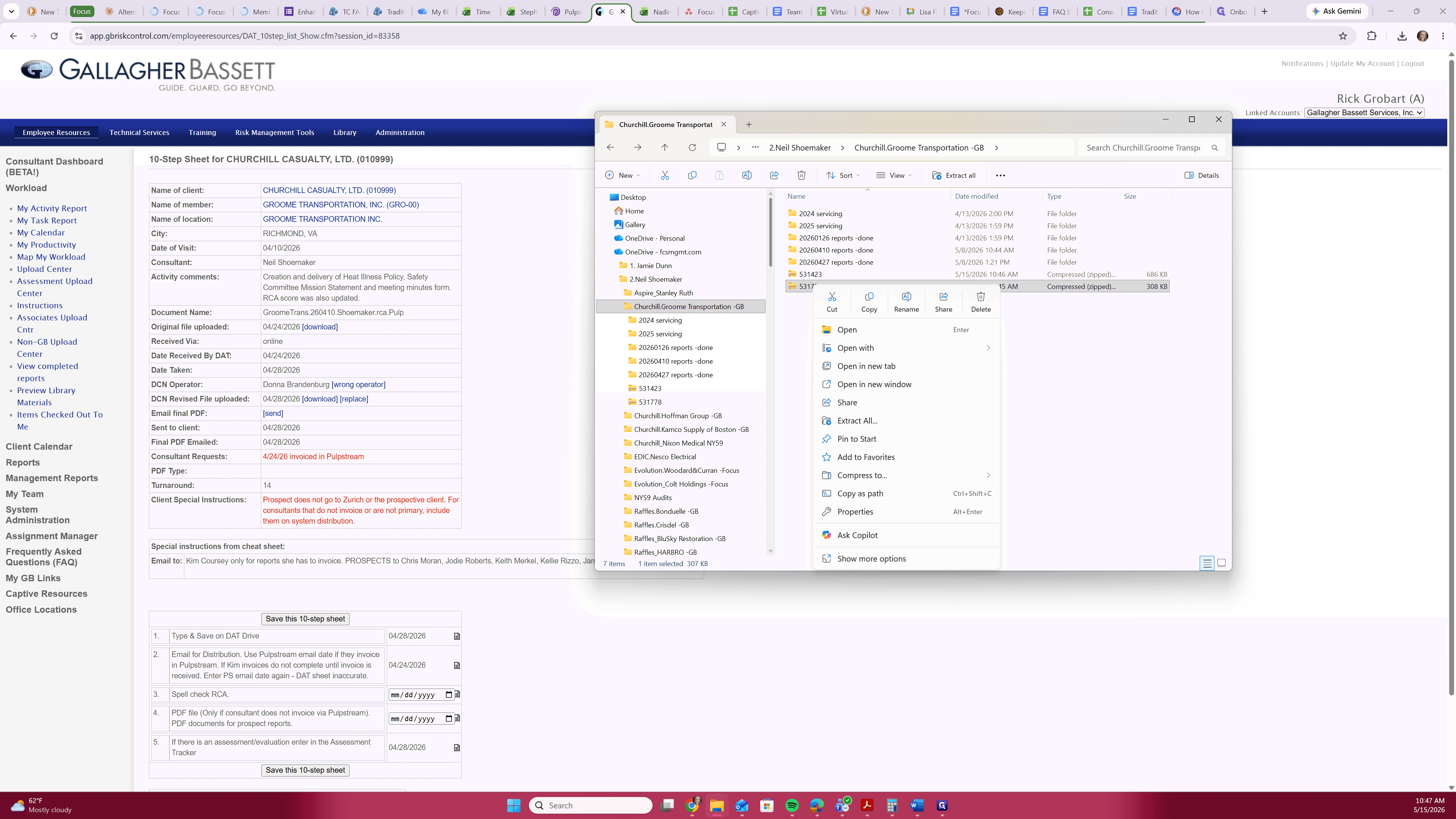 Step #16: Select Extract All... to unpack the original report files.