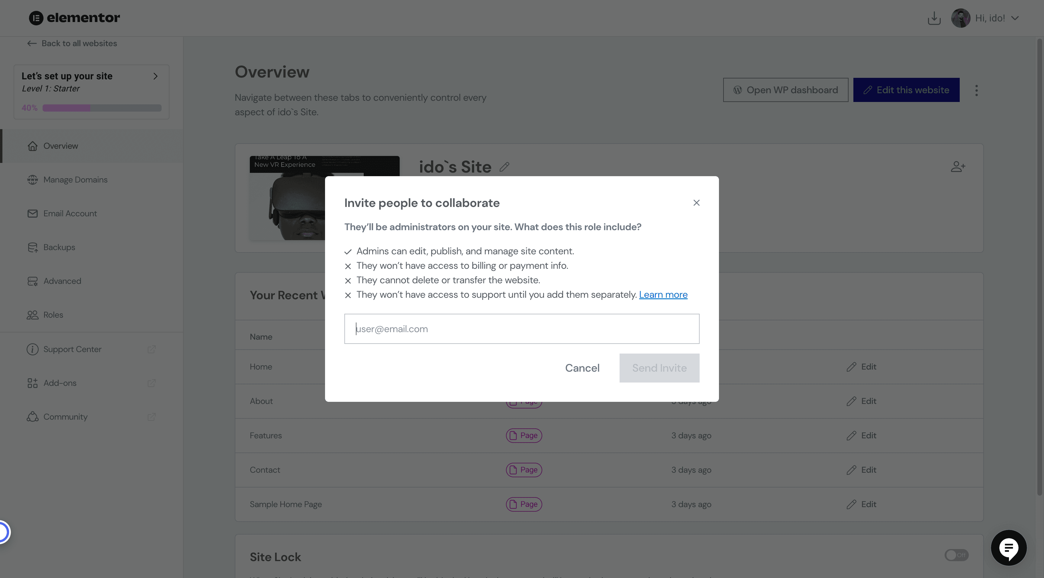 Step #6: Click on "user@email.com"