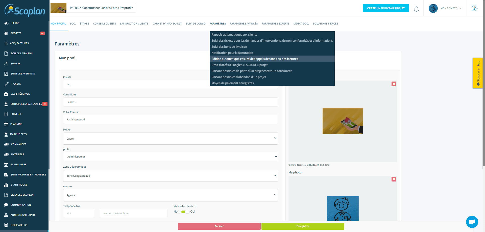 Step #2: Cliquez sur "Edition automatique et suivi des appels de fond et des factures"
