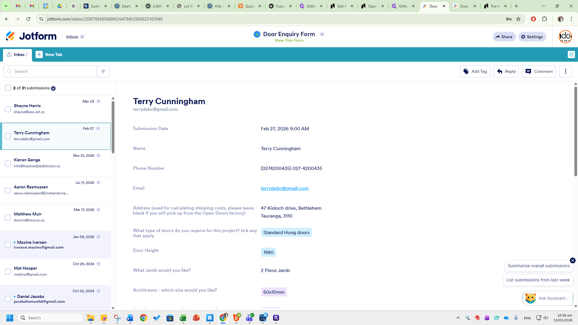 Step #23: Click on "Door Enquiry Form"