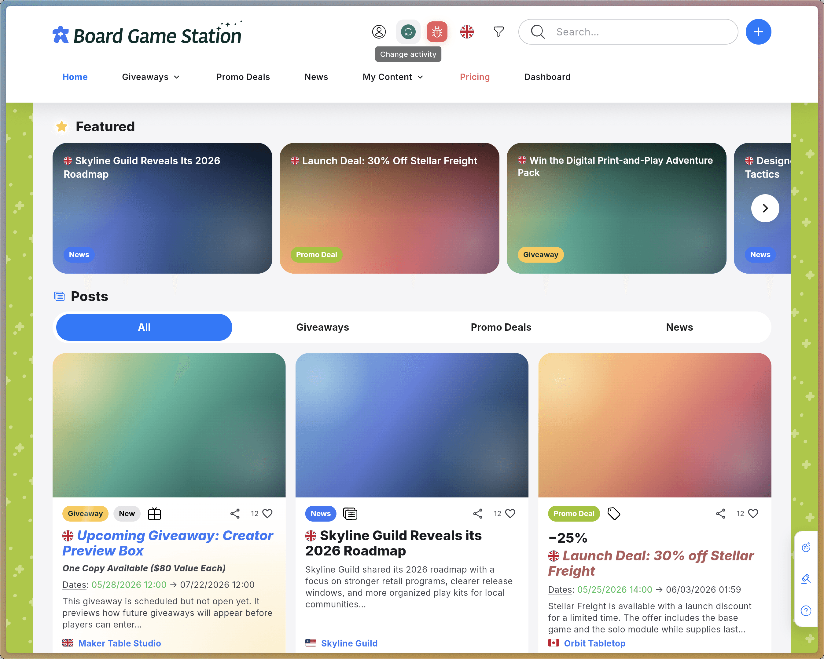 Step #1: Open the menu by clicking Switch Activity.
