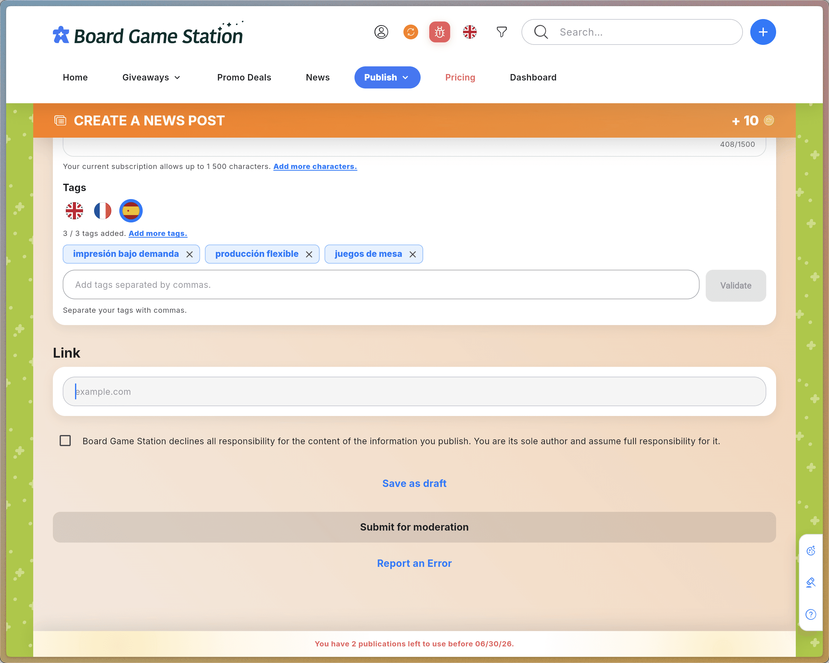 Step #11: Enter your destination URL in the Link field at the bottom of the page. It should direct users to a page containing additional information about your announcement.