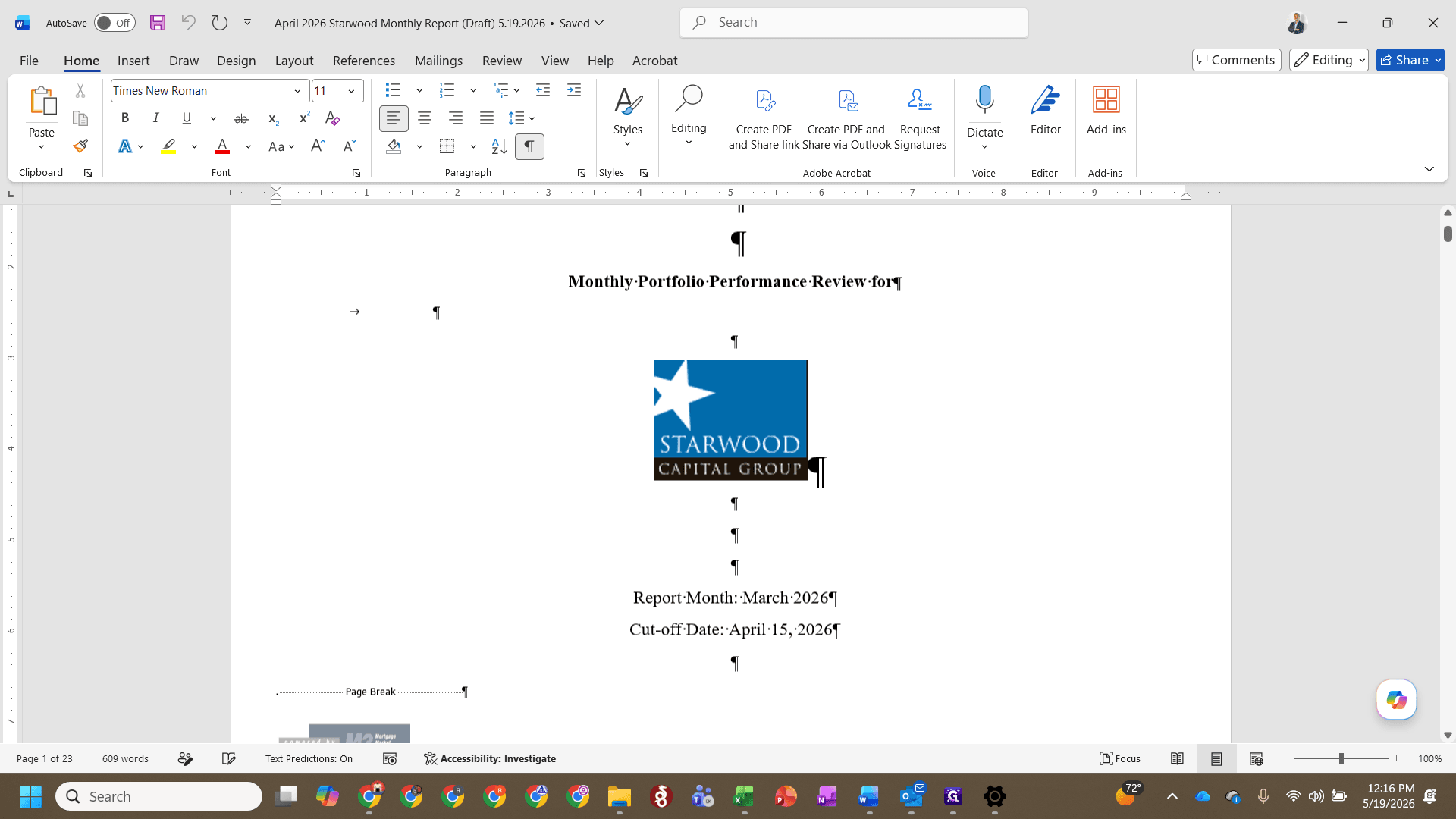 Step #12: Update the cutoff dates in the document header to match the new reporting period.