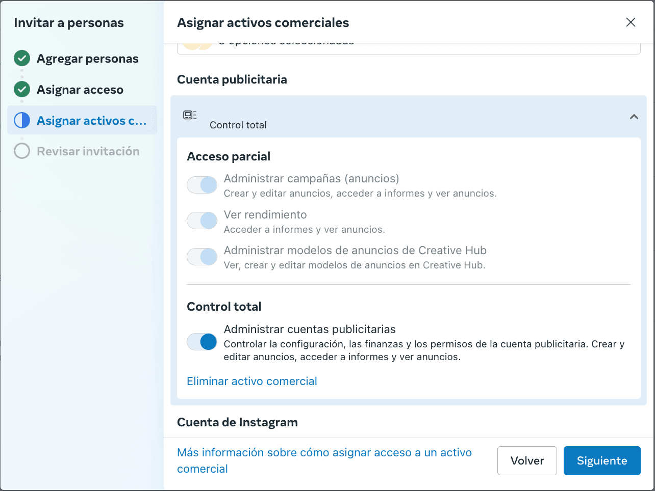 Step #13: Seleccionar en todos los activos comerciales la opción de "control total"