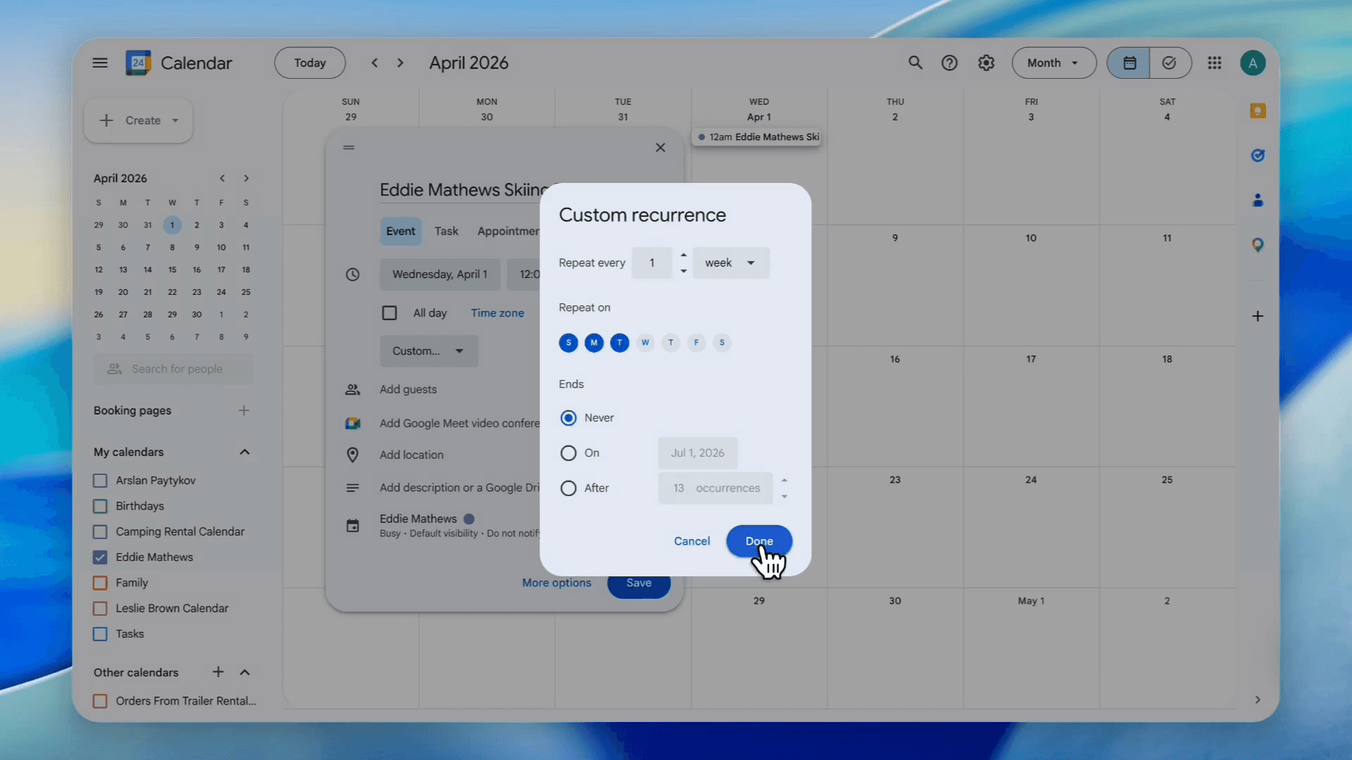 Step #71: Click Save to create the schedule block.
