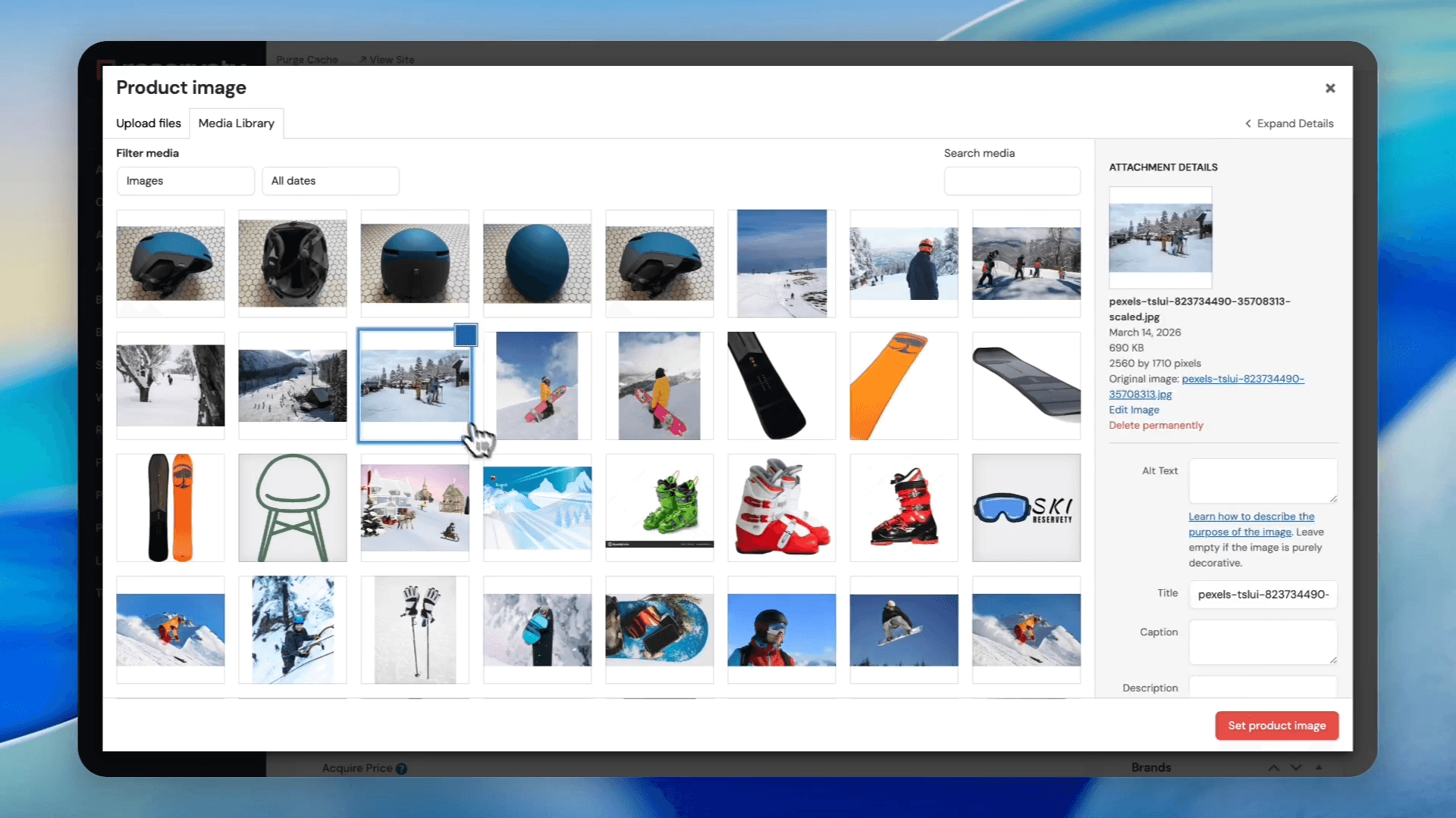 Step #39: Select the primary image from your media library.