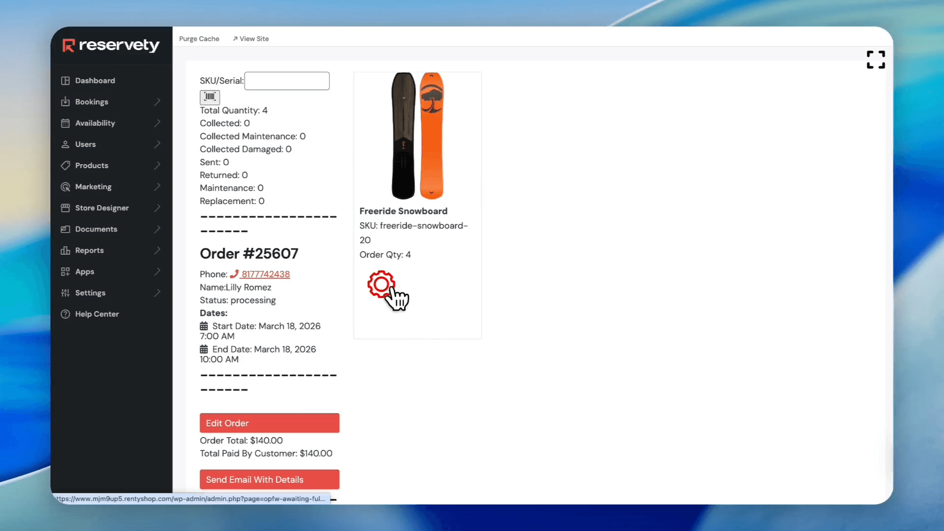 Step #6: Click the red settings icon next to the product line item.