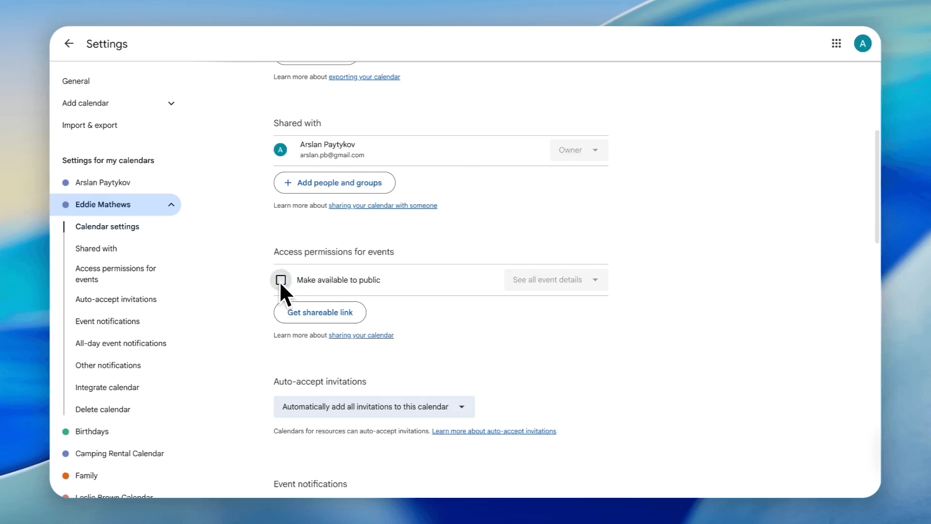 Step #74: Scroll to Access permissions and click the Make available to public check box.
