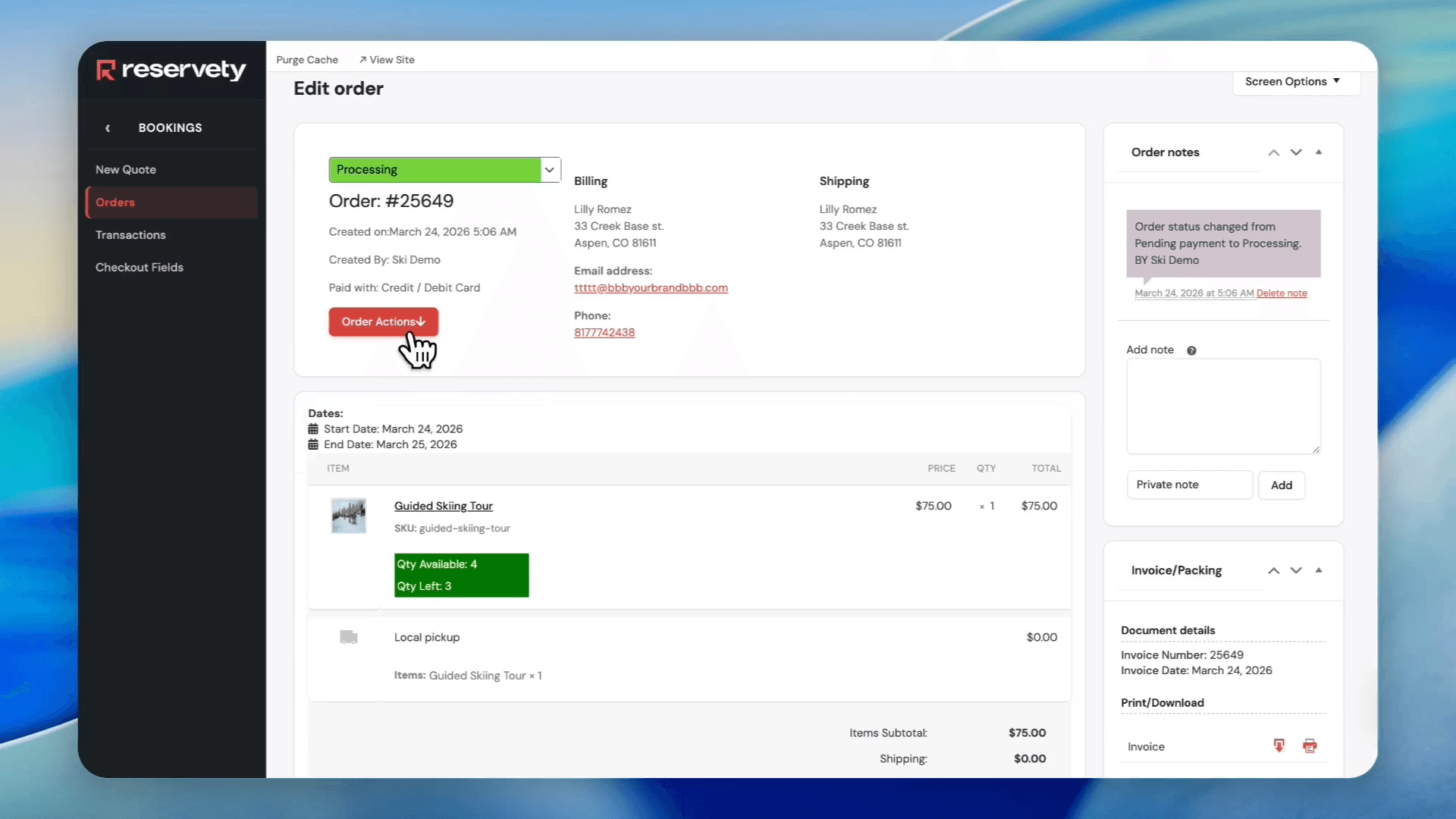 Step #48: Click the Order Actions button.
