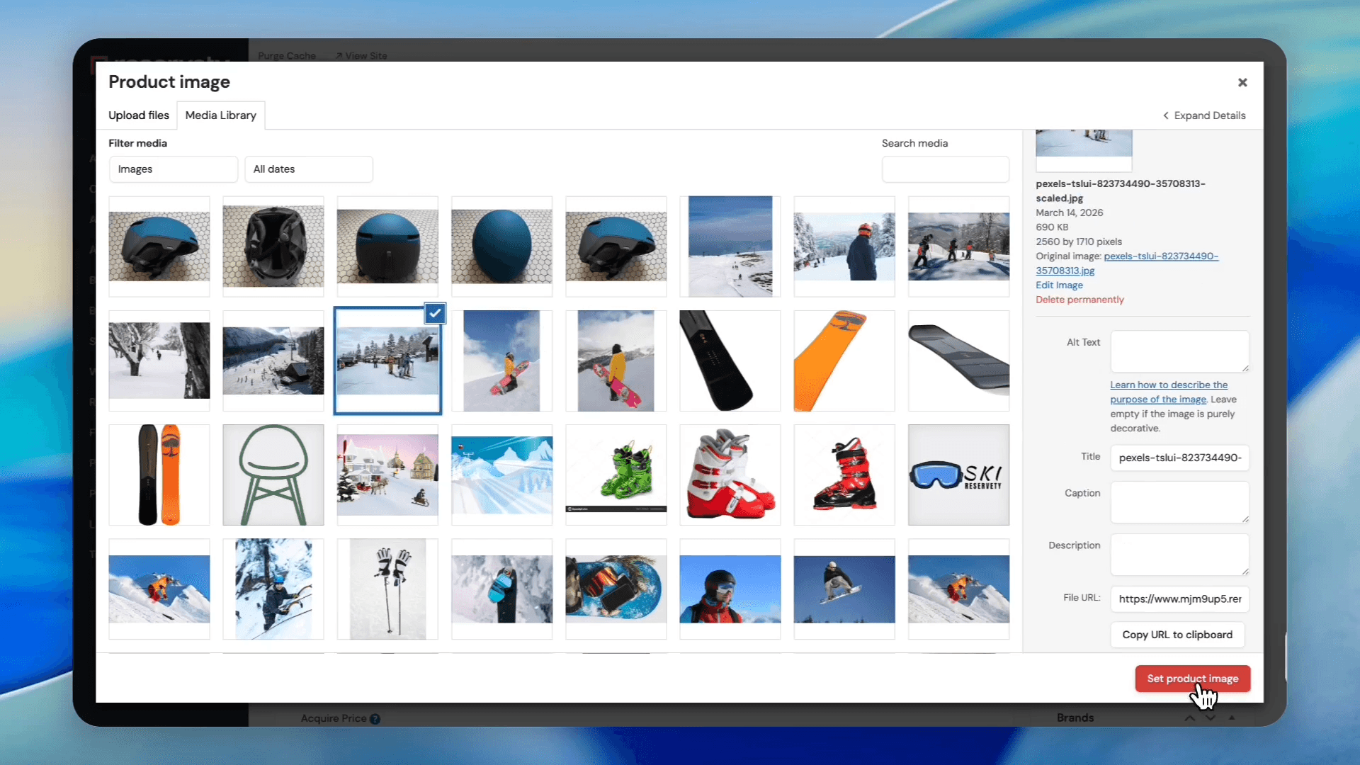 Step #40: Click on Set product image in the modal window.