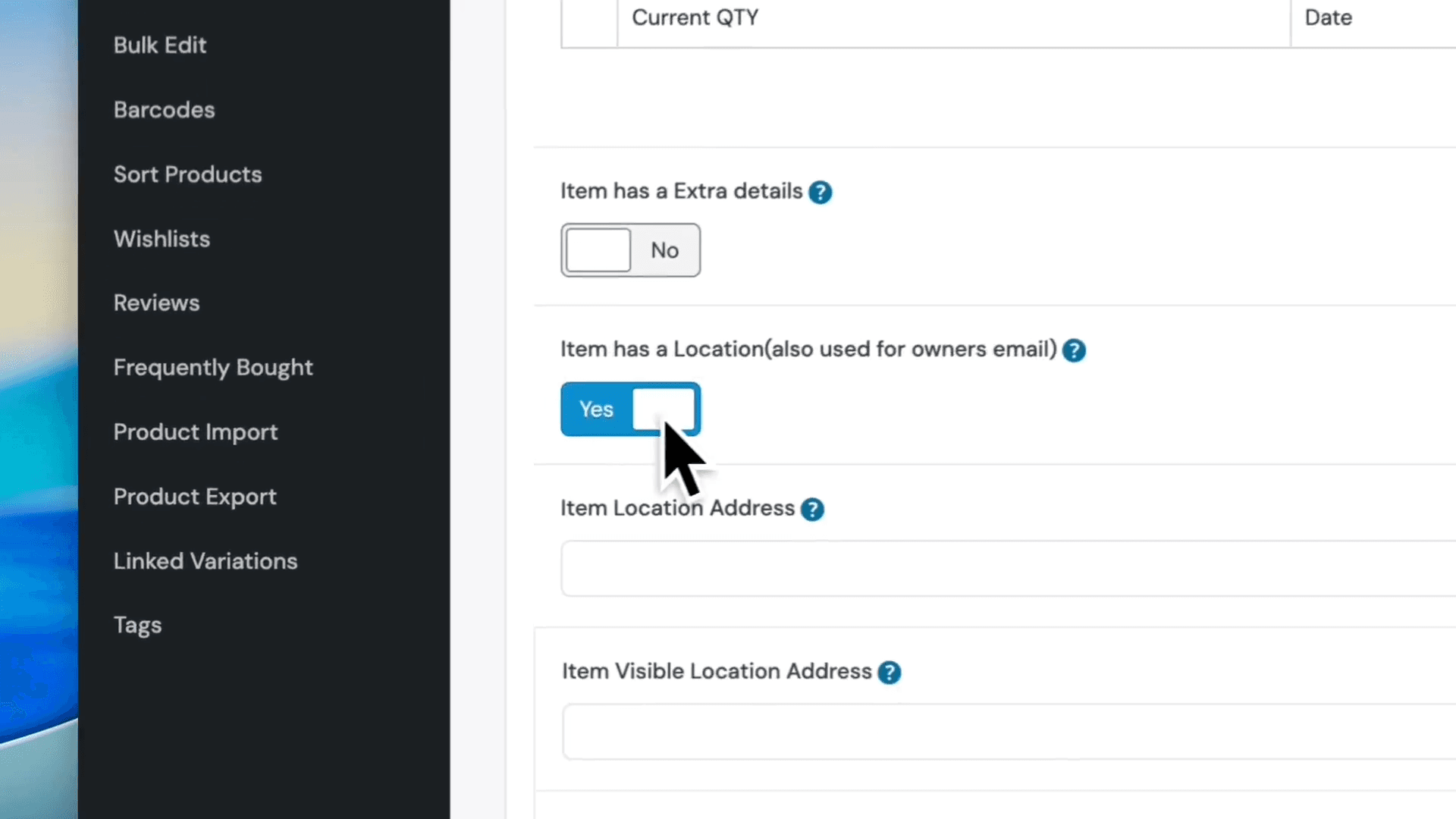 Step #24: Find Item has a Location (also used for owners email) and switch it to Yes.