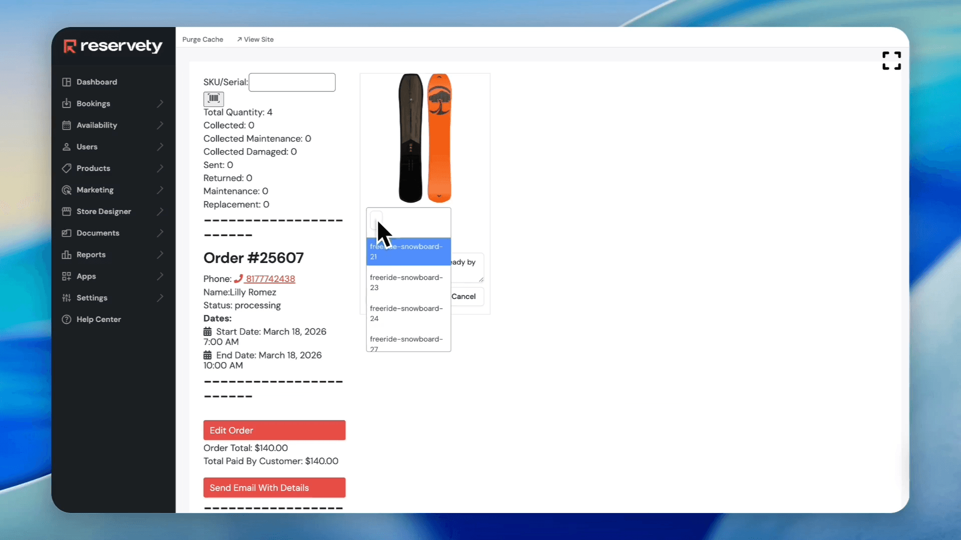 Step #7: Click inside the serial selection box.