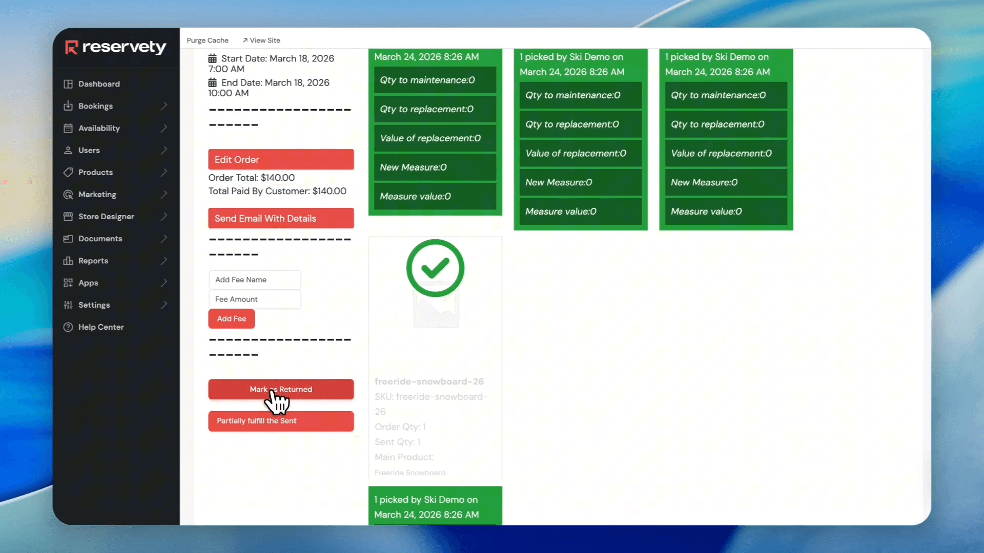 Step #16: Click Mark as Returned to finalize the return process.