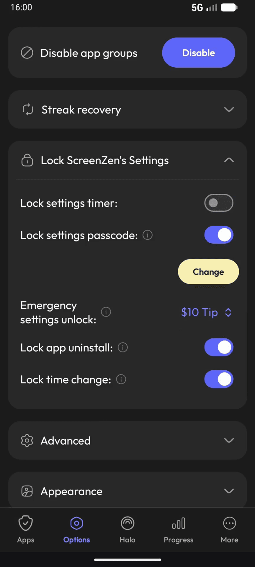 Step #20: Aktiviere den Schalter Lock app uninstall, damit die App nicht einfach gelöscht werden kann.