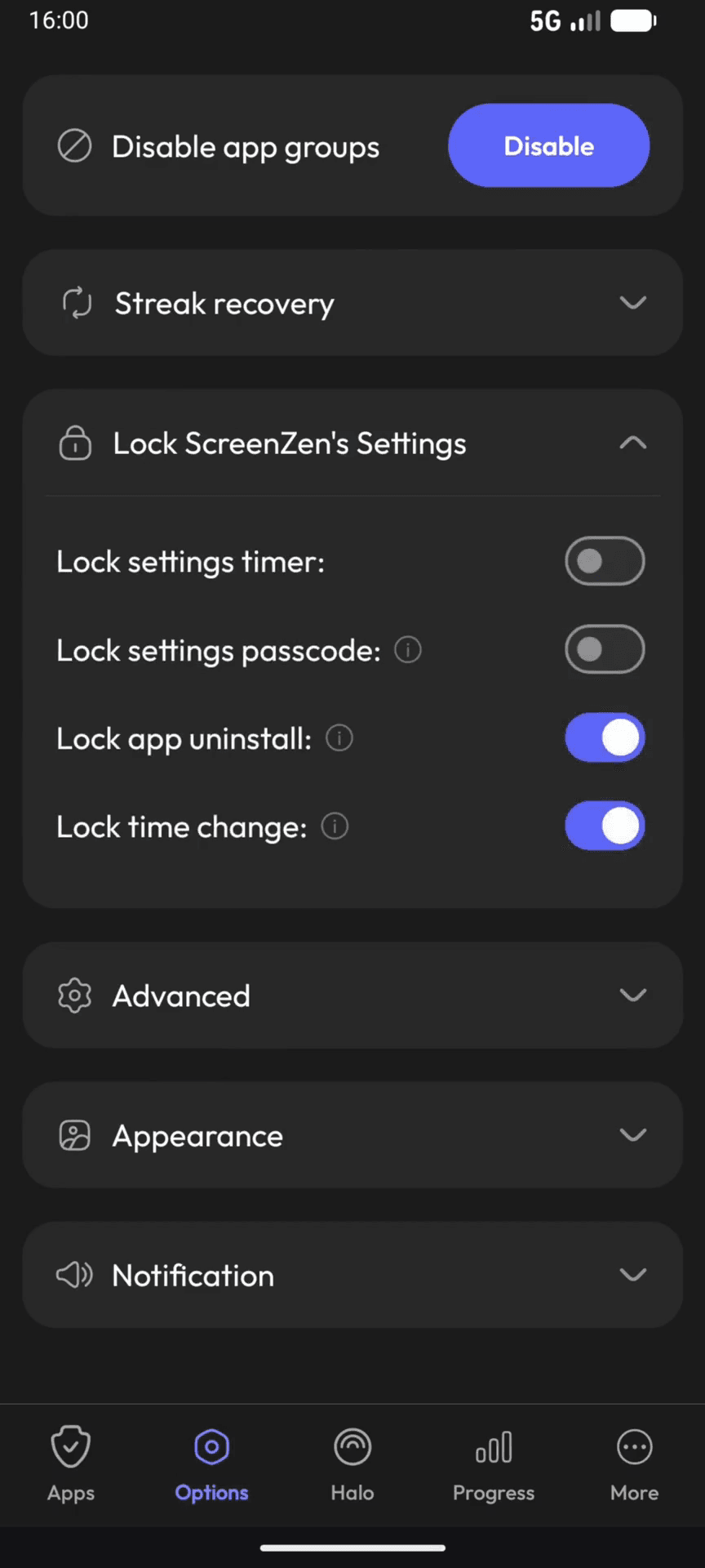 Step #15: Aktiviere den Schalter bei Lock settings passcode.