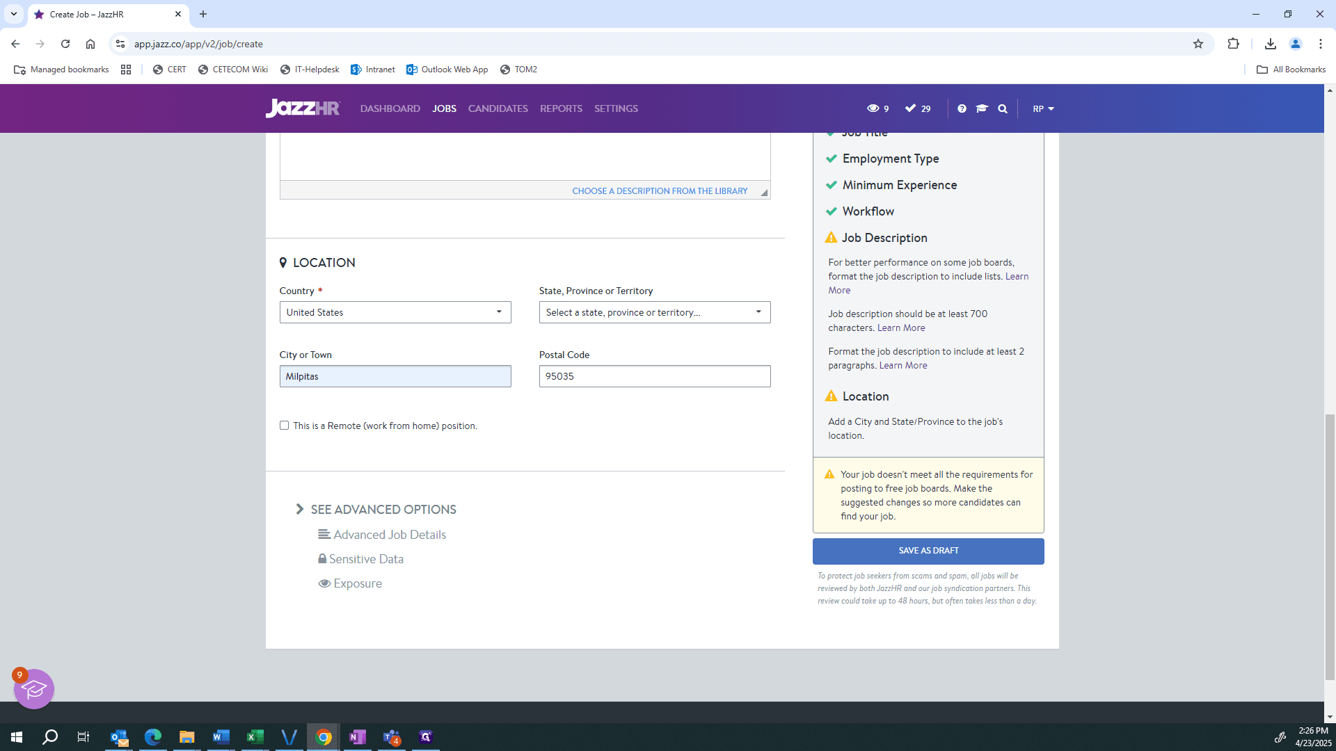 Step #20: Click on "SAVE AS DRAFT"