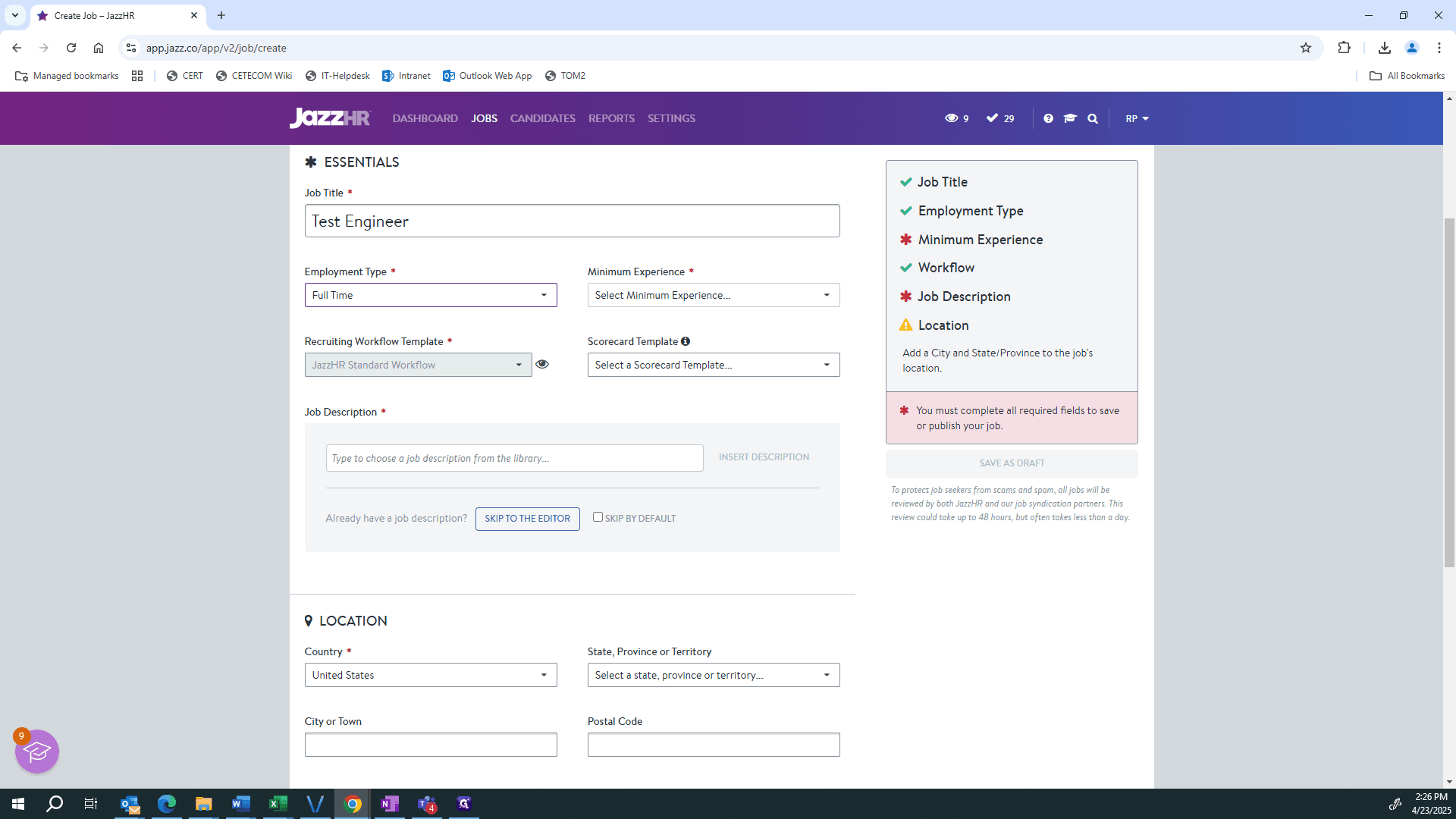 Step #6: Click on "Select Minimum Experience ..."