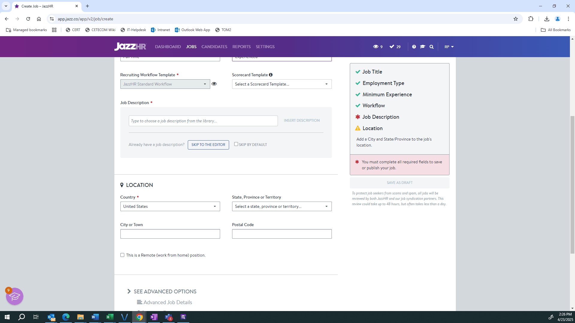 Step #8: Click on "Select a Scorecard Template ..."