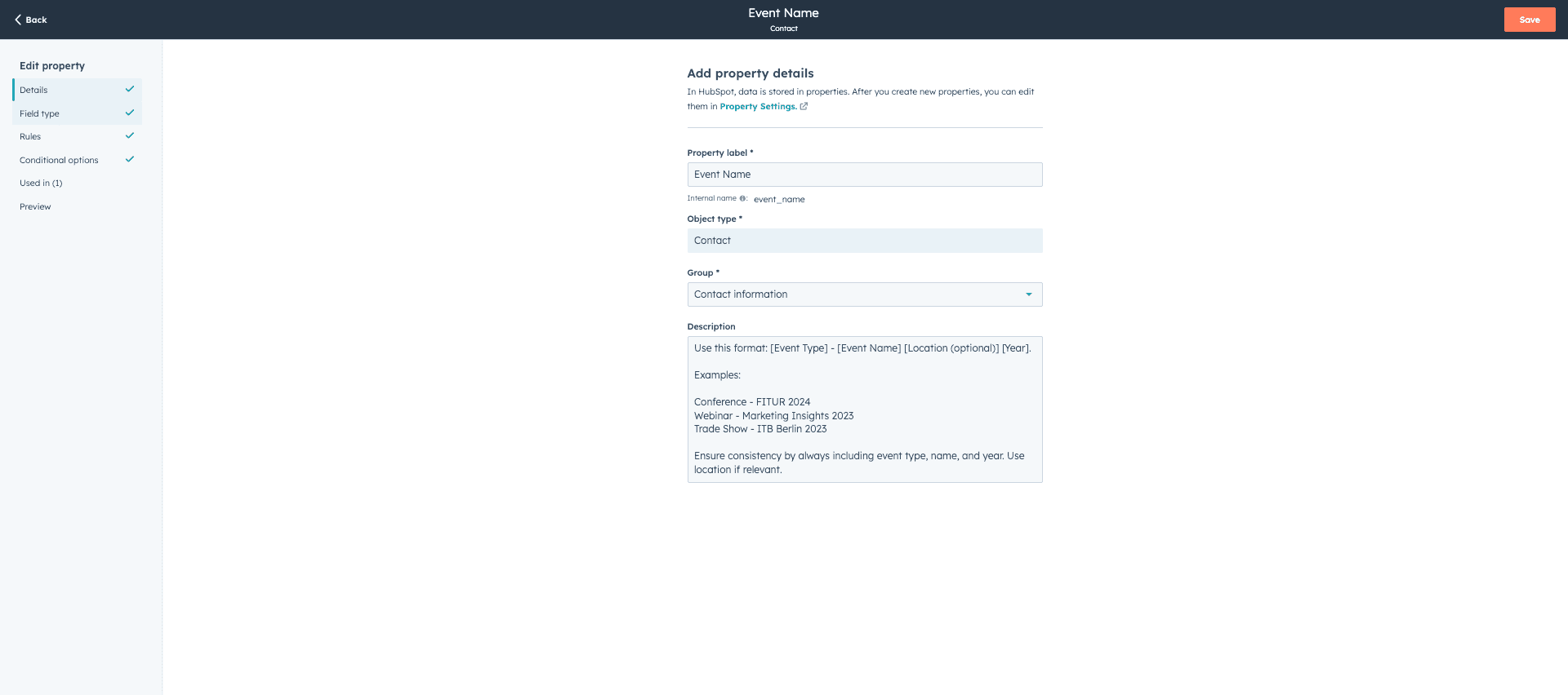 Step #7: Click on "Field Type" - Here's where you'll add the new event
