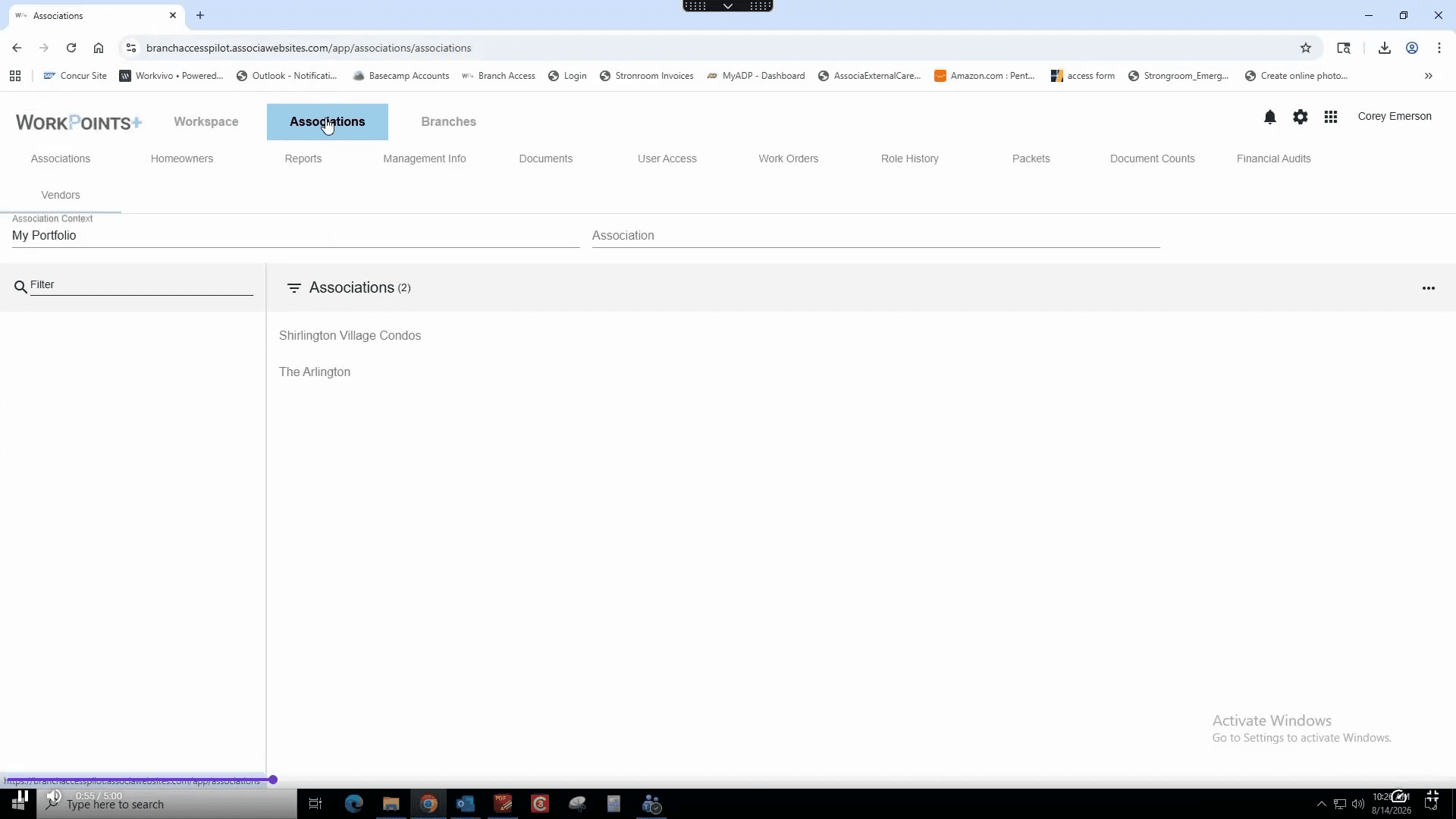 Step #1: Click your property, such as The Arlington, from the Associations list.
