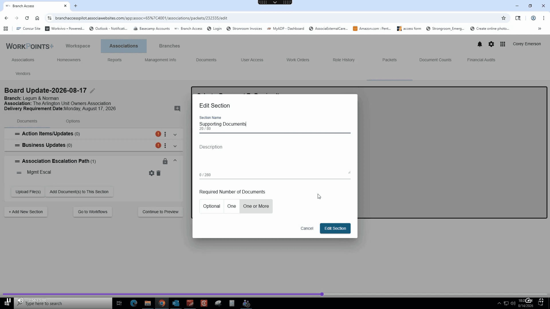 Step #22: Click the Edit Section button to apply the change.