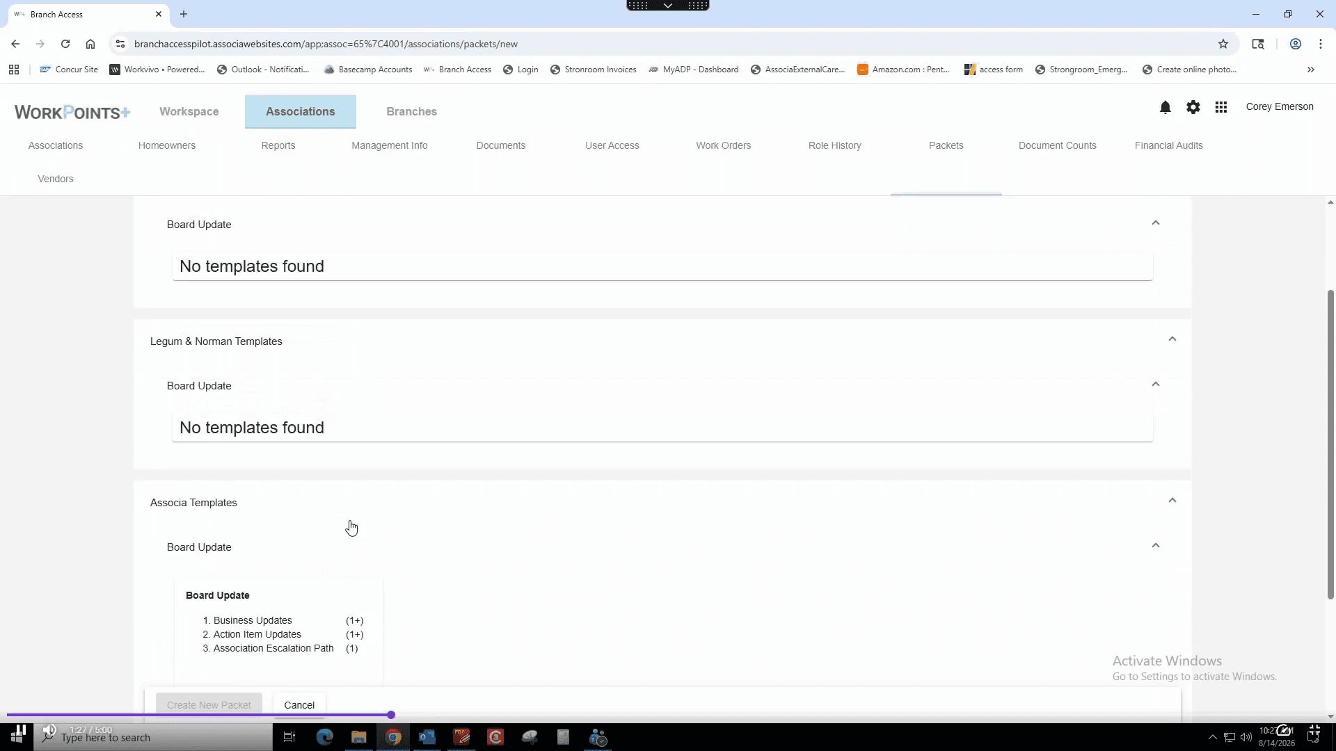 Step #9: Scroll down to the Associa Templates and click Business Updates.