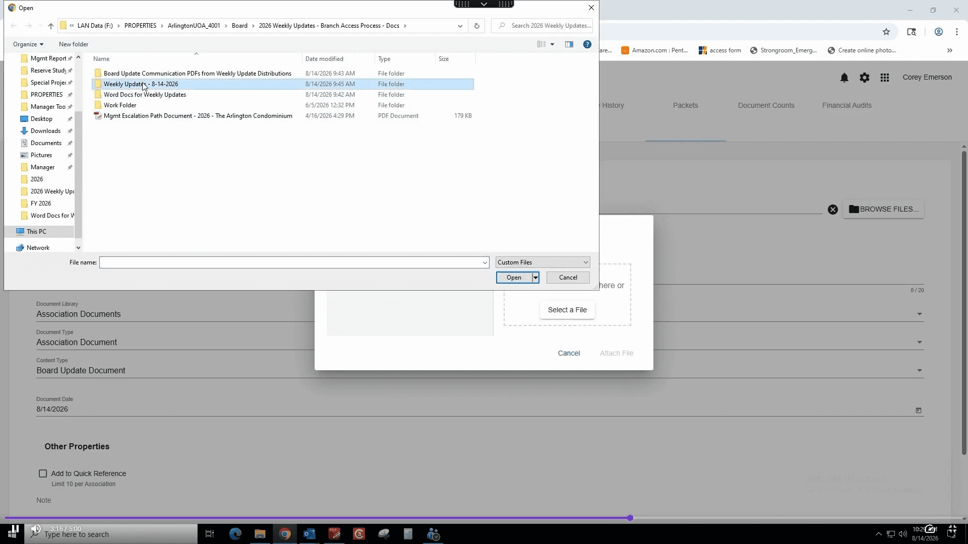 Step #25: Select your Action Items & Updates file and click Open.