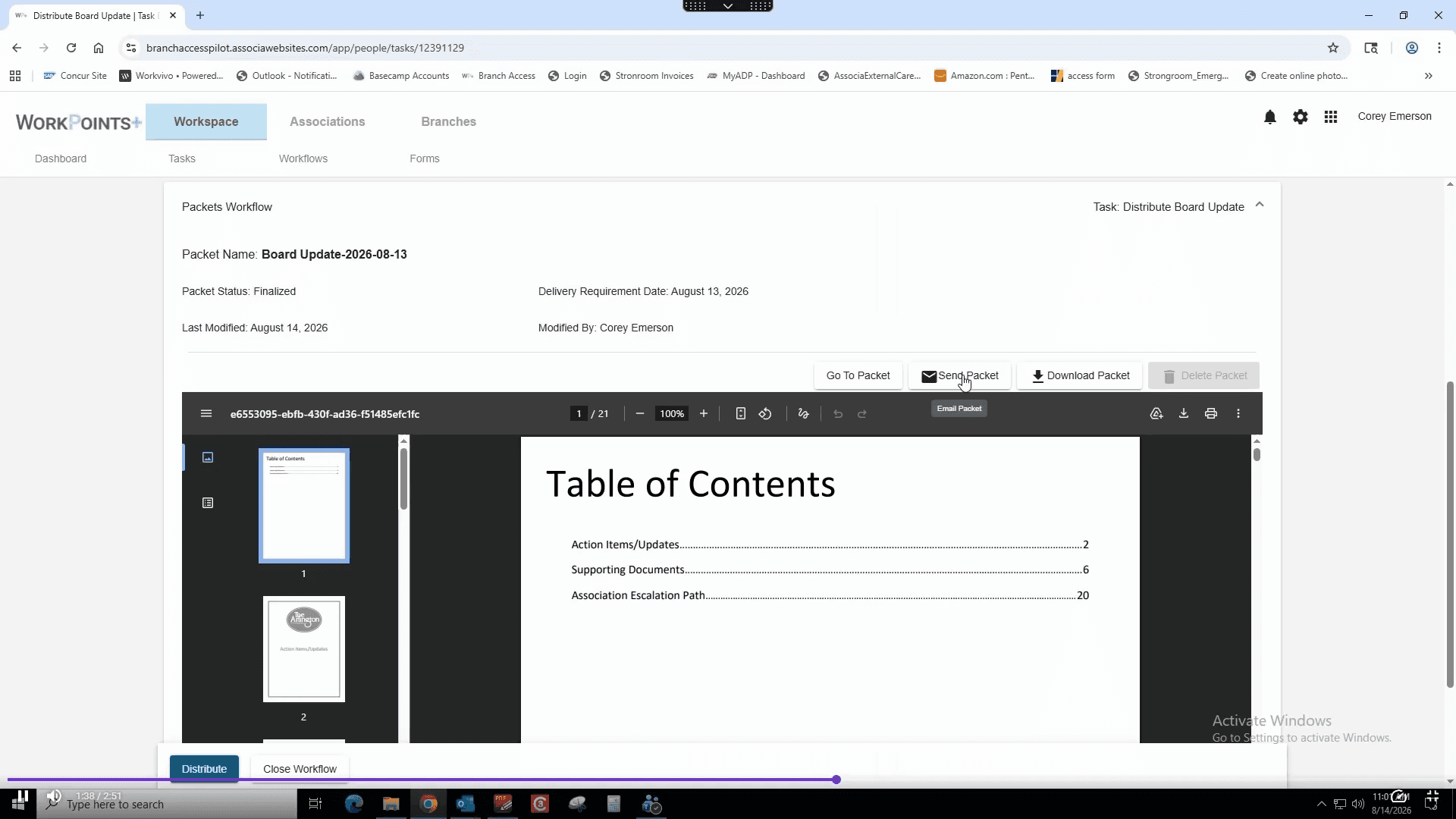 Step #49: Click the Send Packet button to prepare the email distribution.
