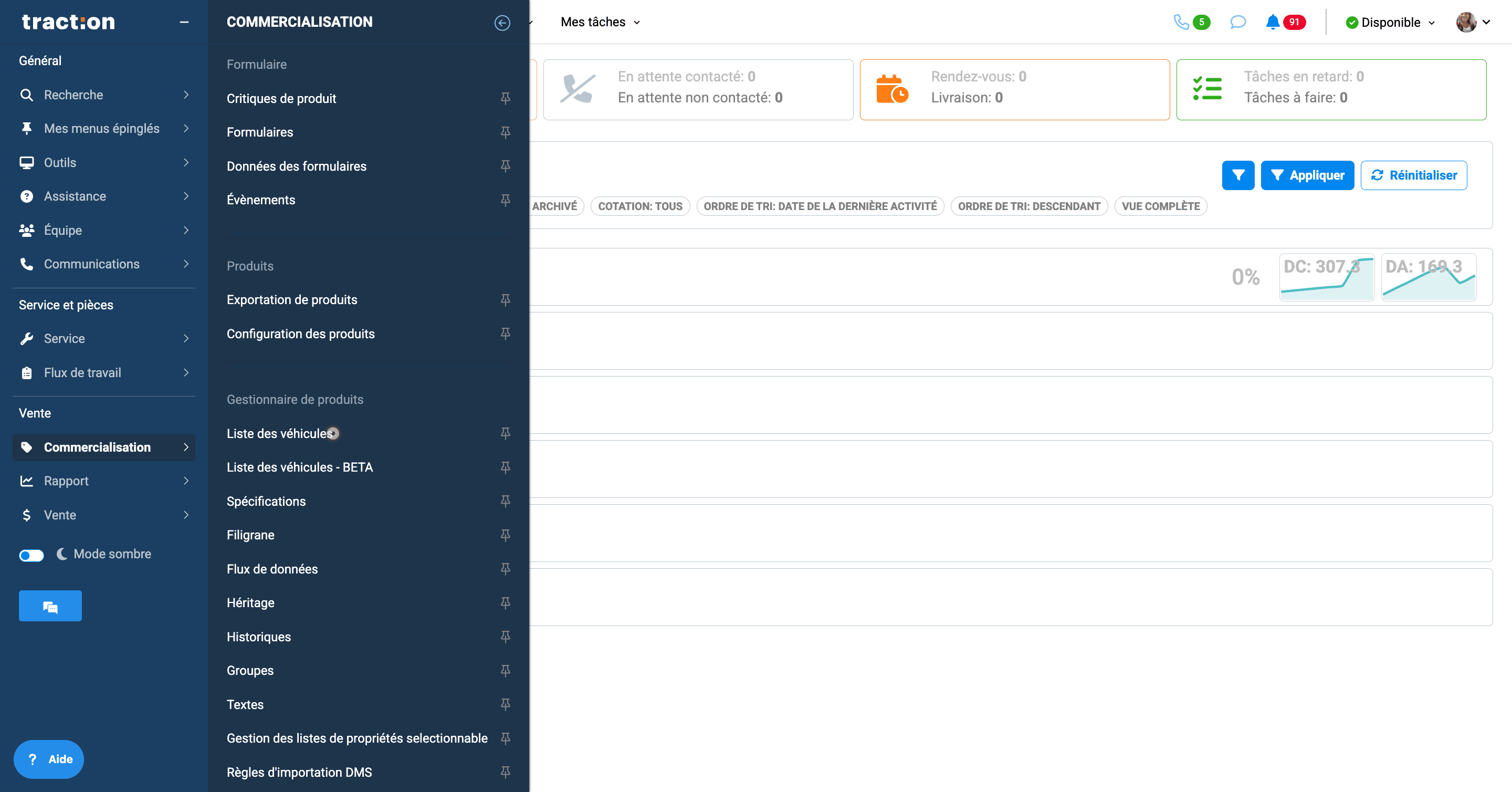 Step #1: Cliquer sur Commercialisation