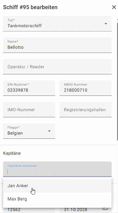 Step #4: In der Spalte „Schiff bearbeiten", fügen Sie die Kapitäne im dafür vorgesehenen Feld hinzu.