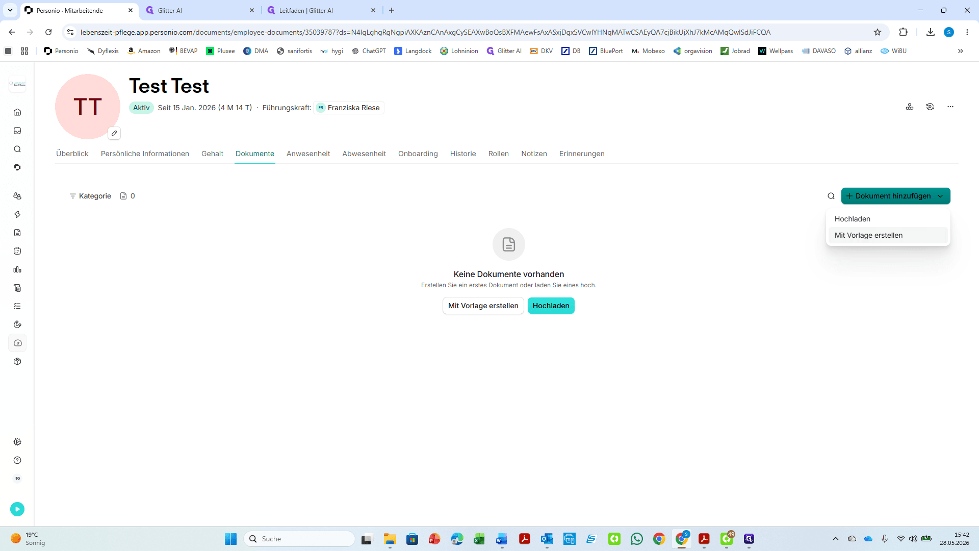 Step #2: Klicken Sie auf Dokument hinzufügen und wählen Sie im Dropdown-Menü Mit Vorlage erstellen.