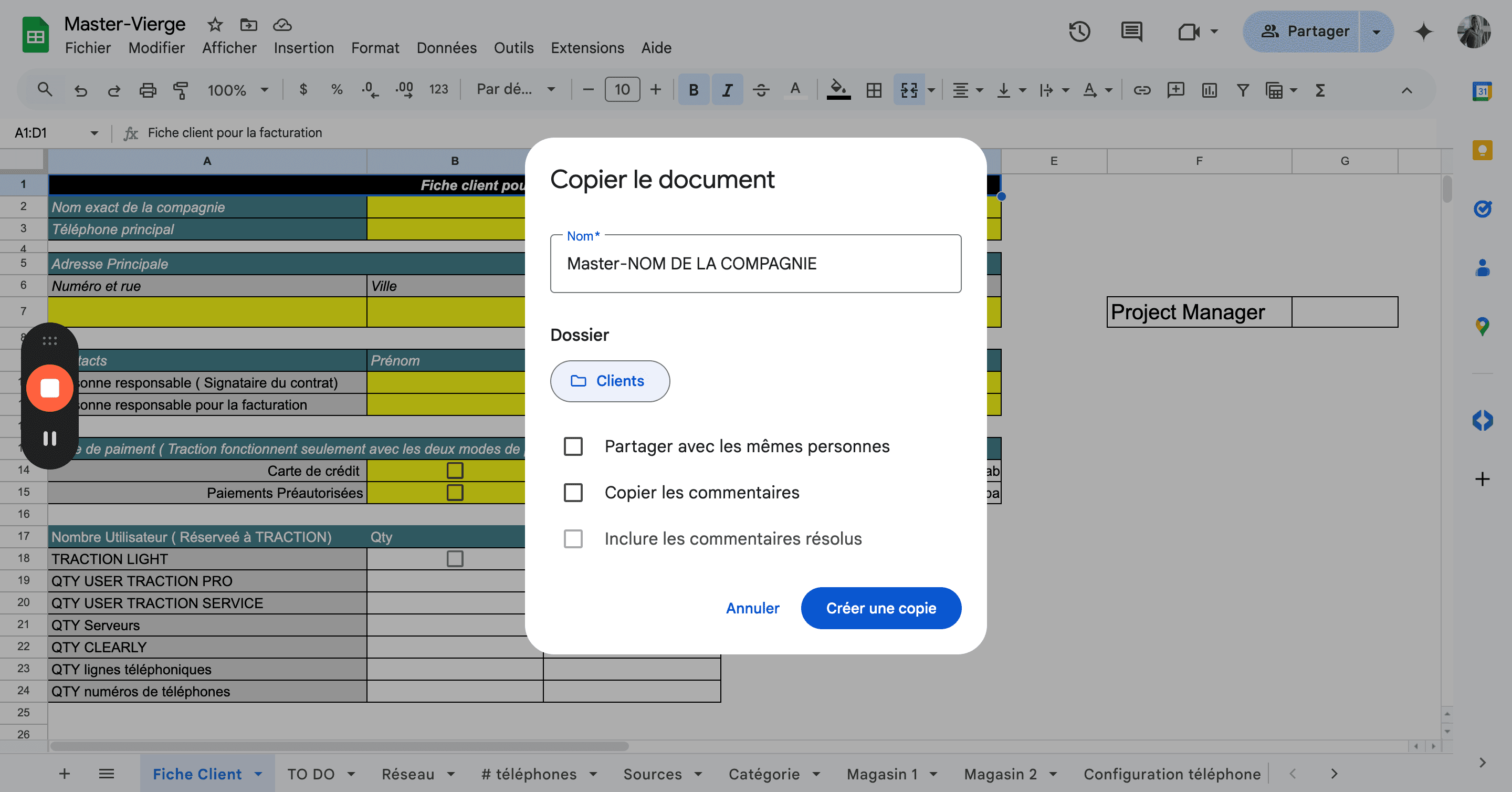 Step #5: Déposer le master dans le document du client
