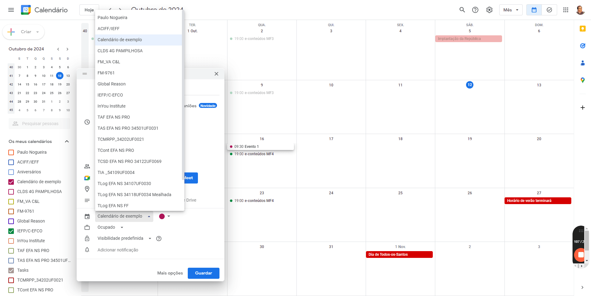 Step #23: Cliquem em "Calendário de exemplo"