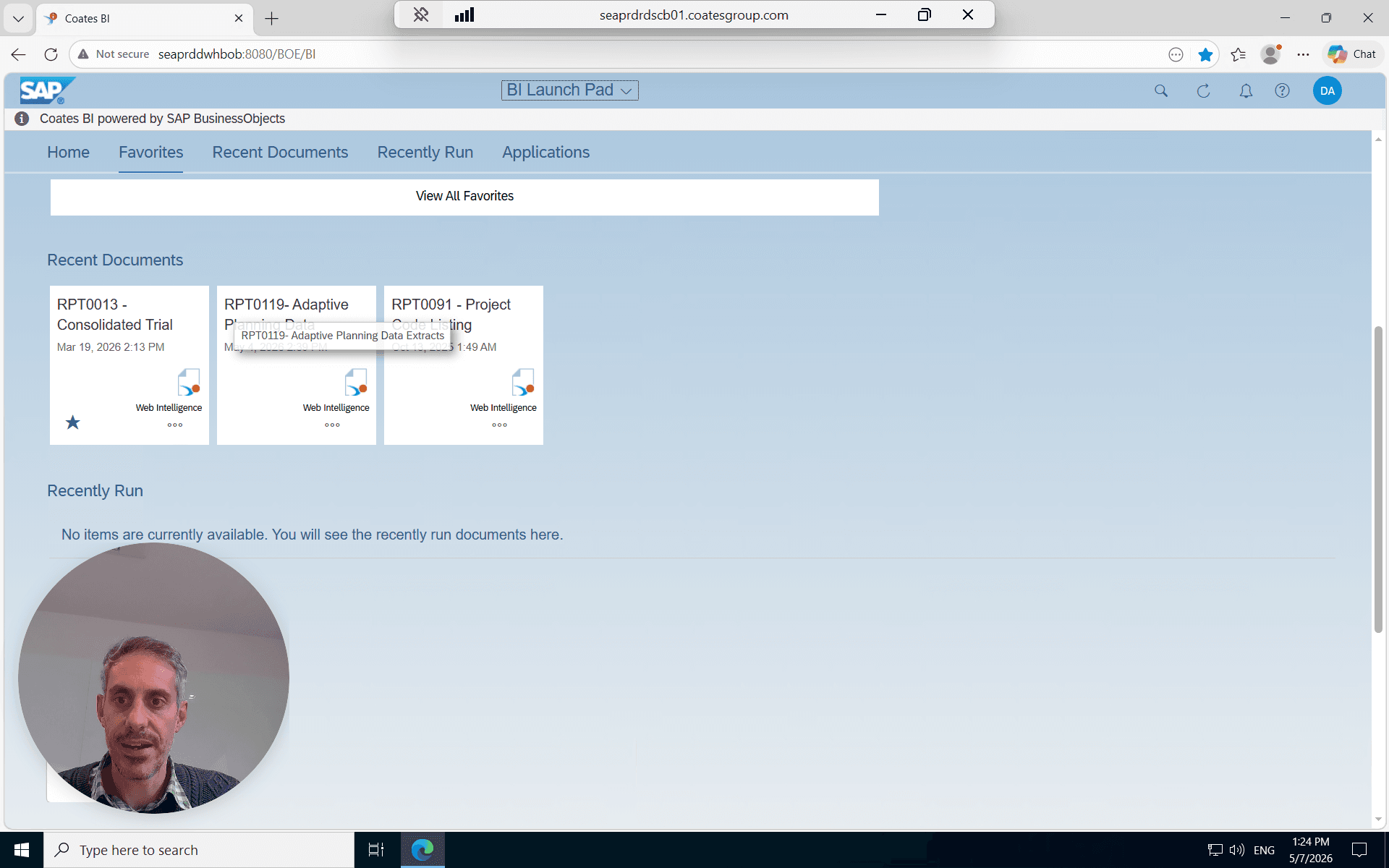 Step #5: open the RPT0119- Adaptive Planning Data Extracts report