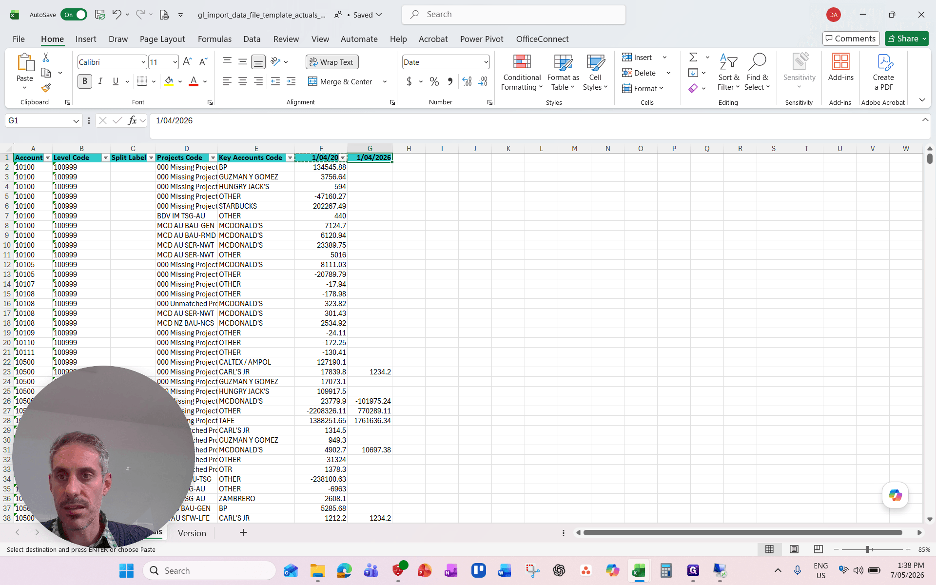 Step #11: Ensure the date column headers