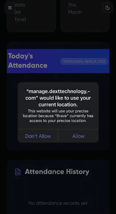 Step #4: Click Allow on the browser prompt to grant the required location permissions.