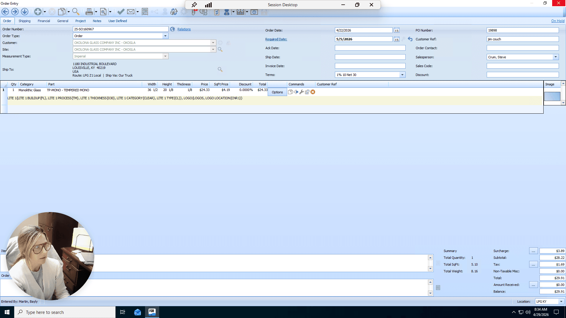 Step #8: Click the X to close the order window.