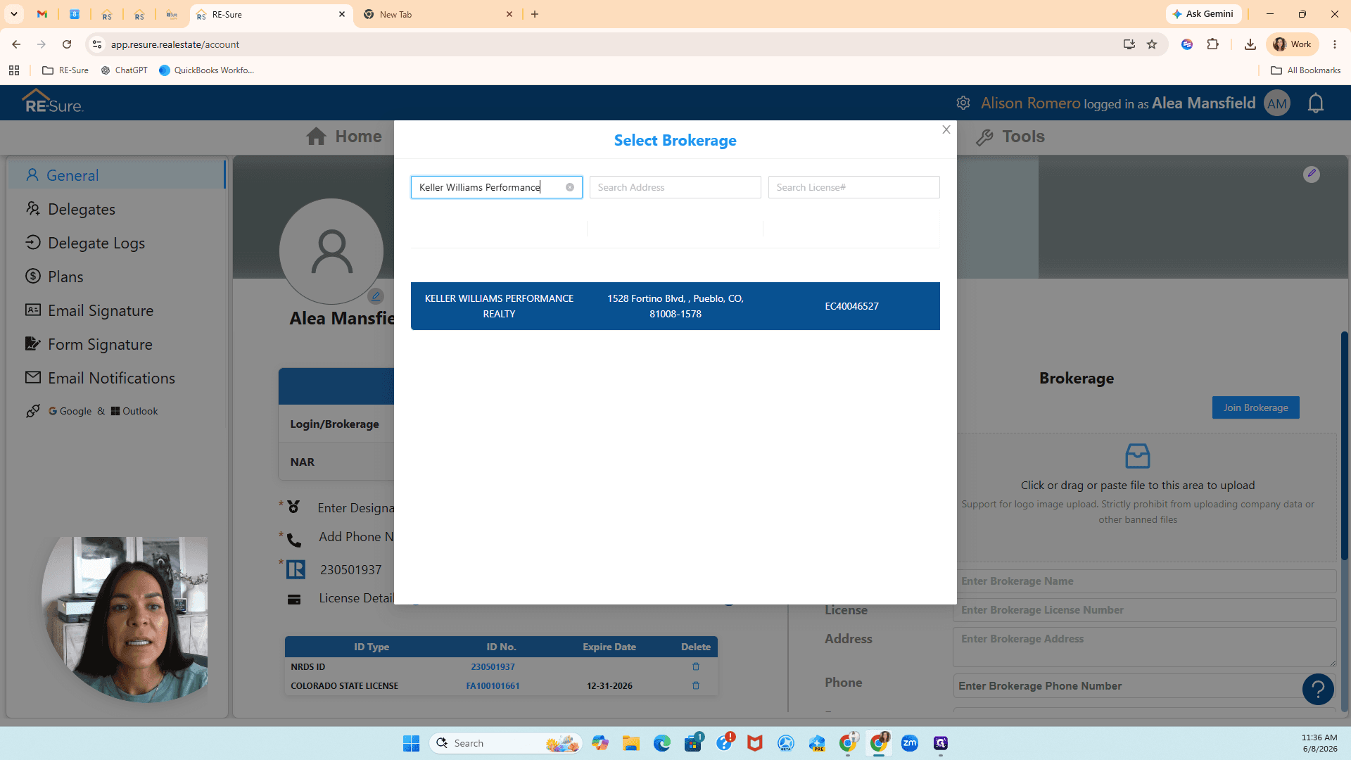 Step #10: Review the search results to confirm the address and license number, then click your brokerage to link it to your account.