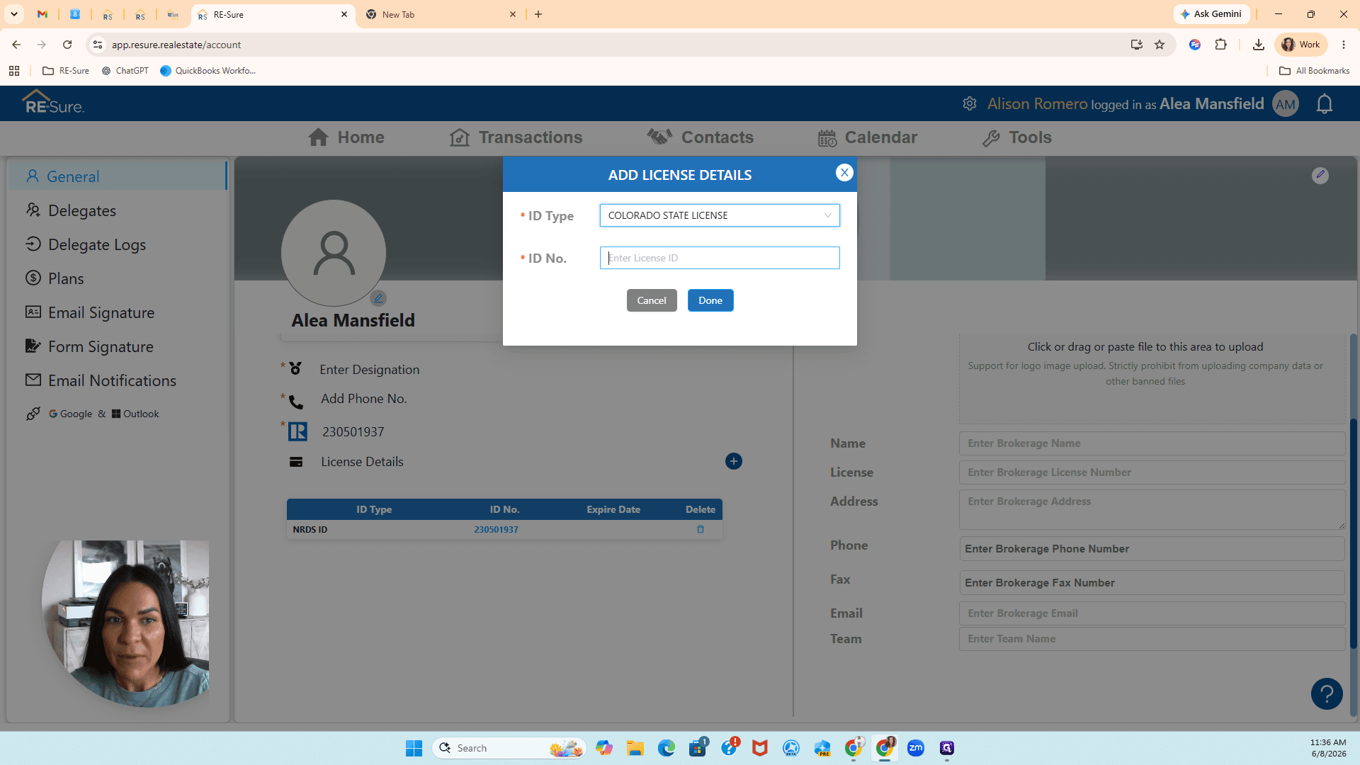 Step #5: Click the ID No. field and enter your license number.
