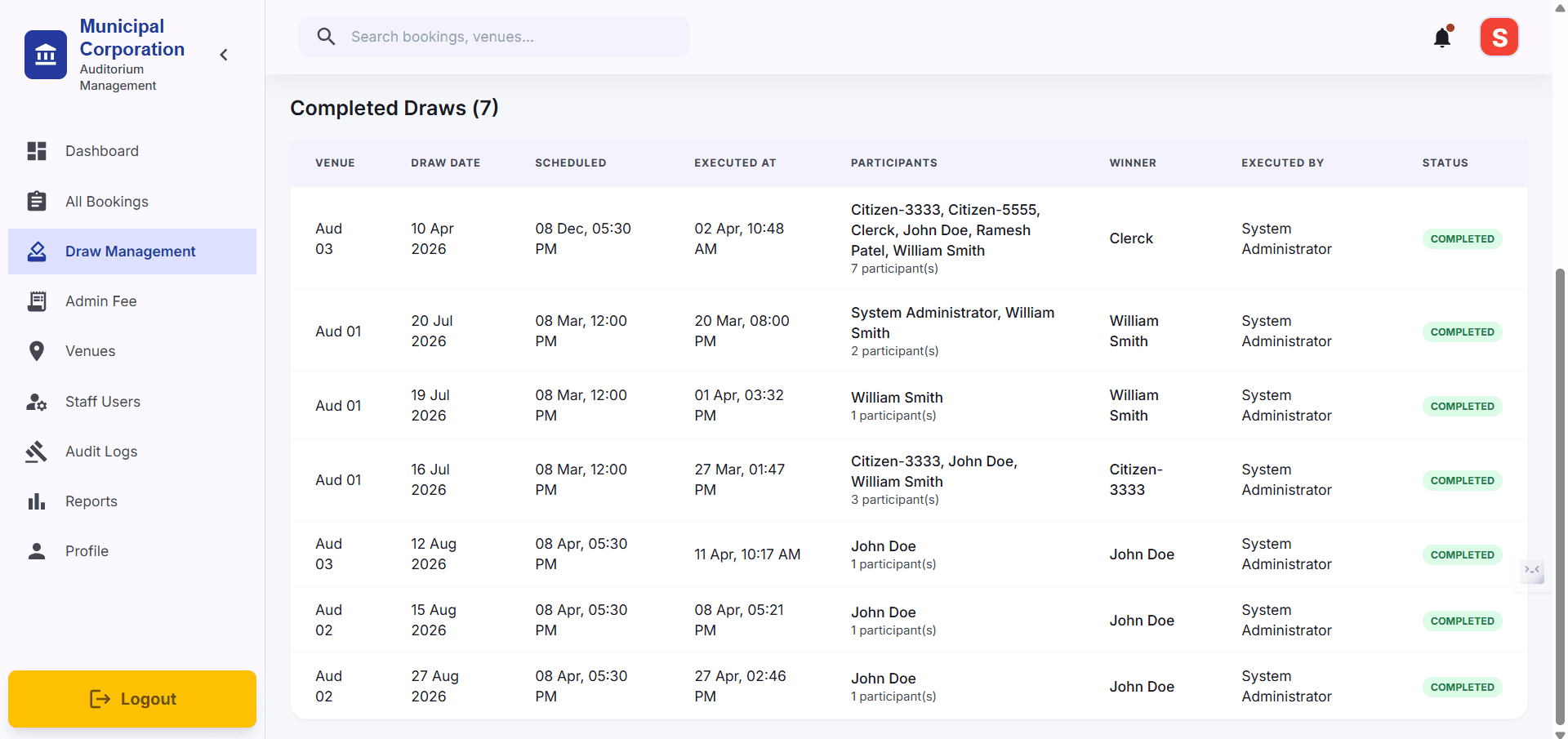 Step #12: If you scroll down in Draw Management, you will be able to have a look on Completed Draws