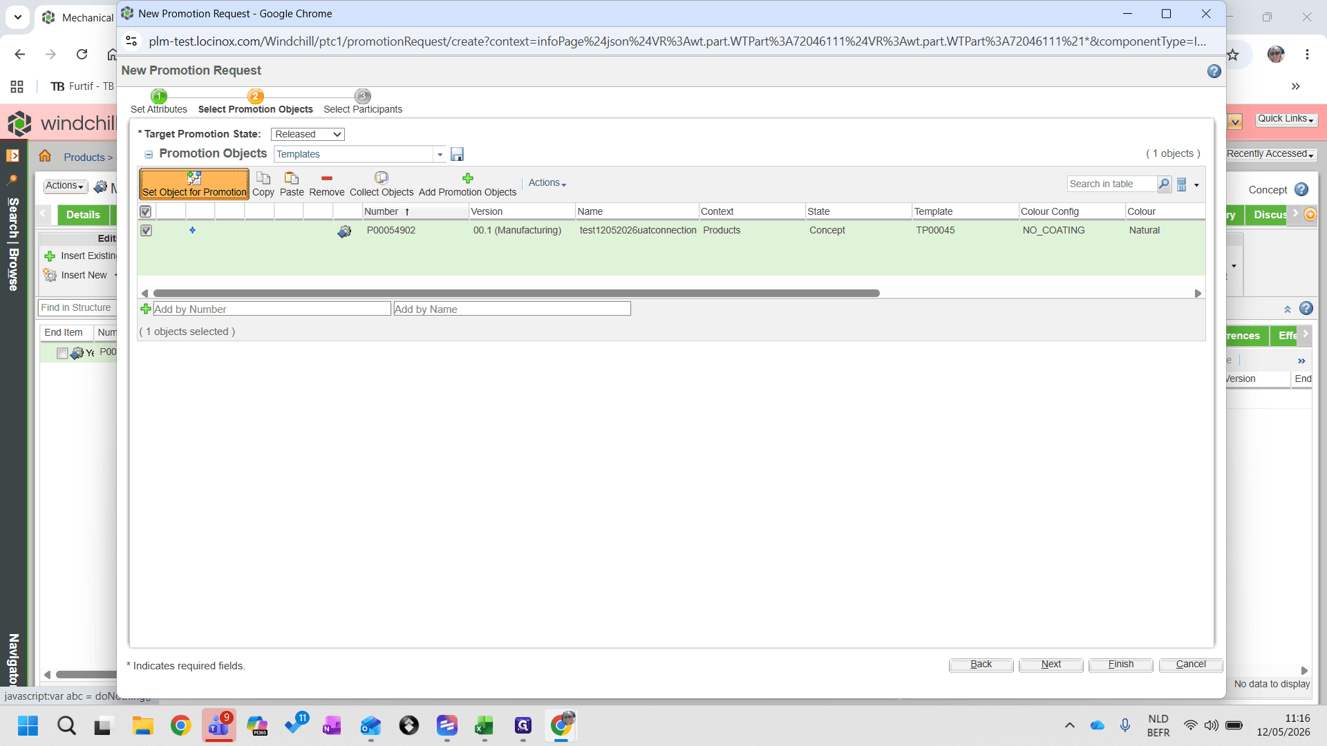 Step #27: Klik in de toolbar op de knop Set Object for Promotion om de actie te activeren op jouw test-part