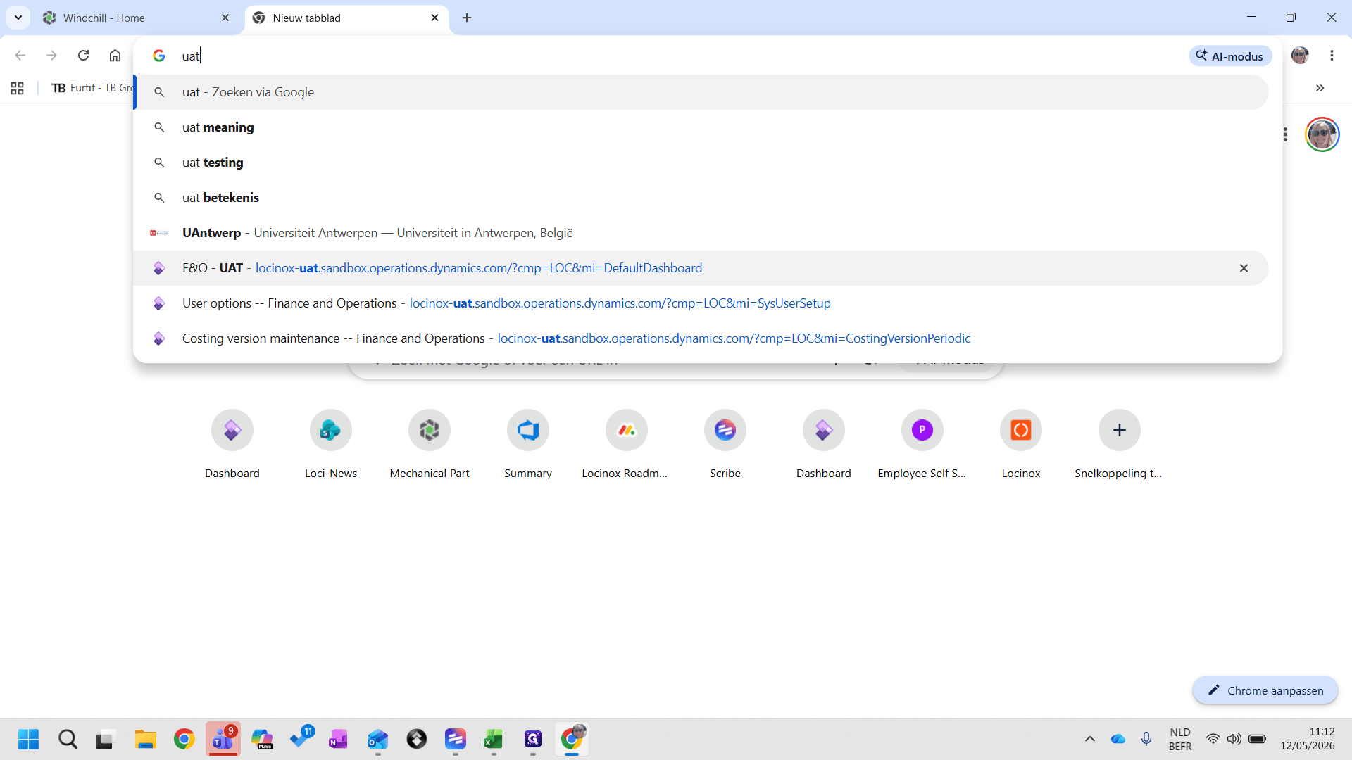 Step #2: Open in een nieuw tabblad de UAT-omgeving van Dynamics 365 F&O
