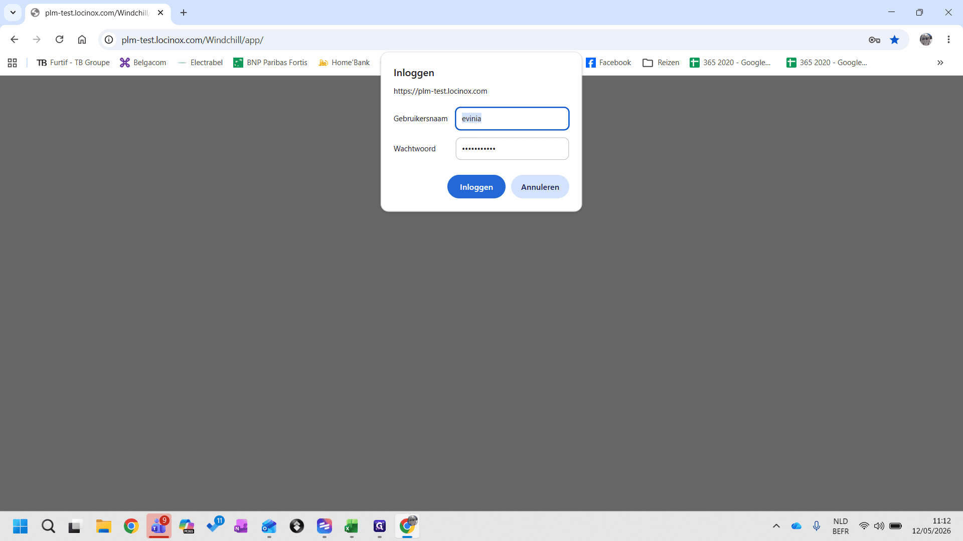 Step #1: Navigeer naar de testomgeving van Windchill PLM in je browser en log in