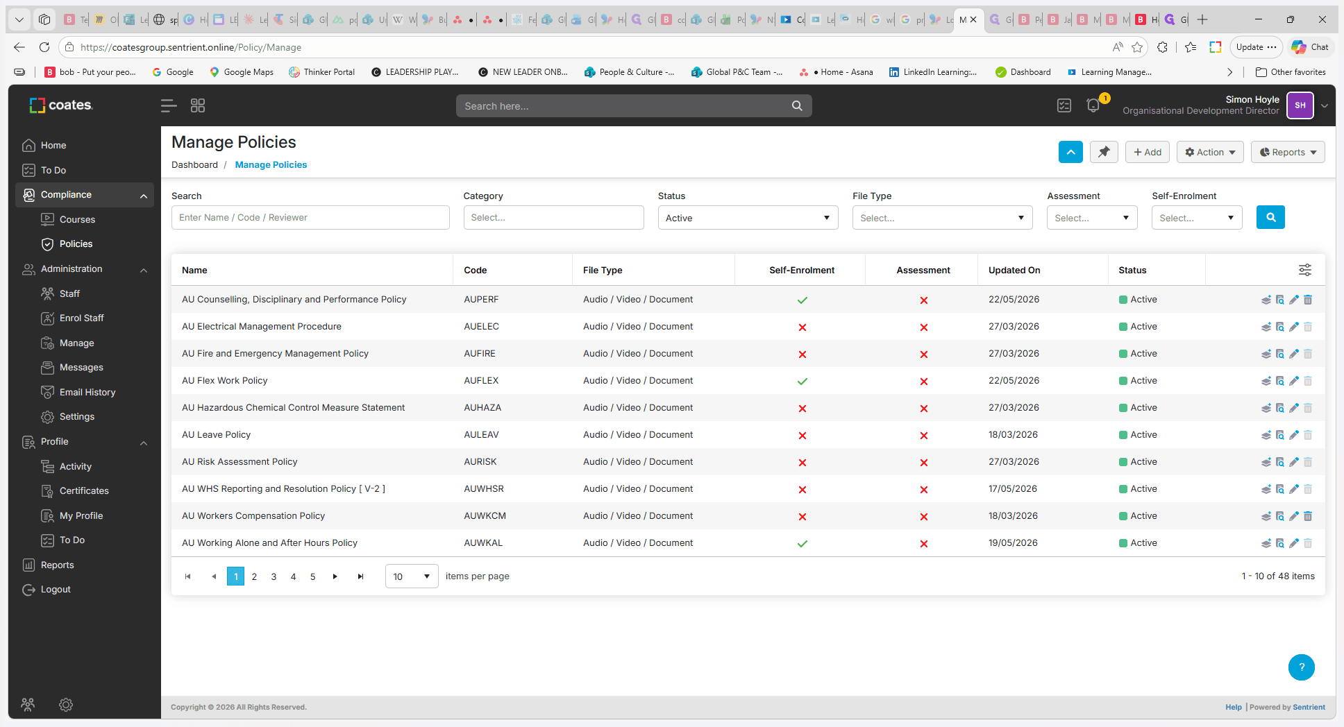 Step #9: Navigate to the compliance section and click Policies.