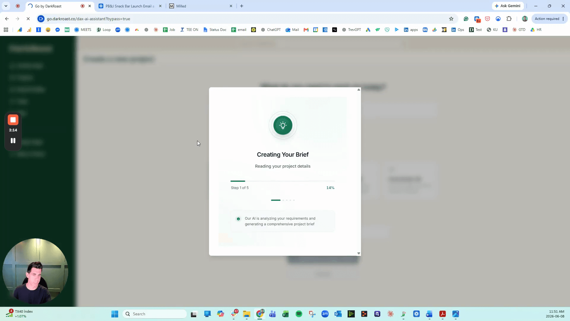 Step #8: Wait a few seconds while the AI analyzes the video and builds out the project instructions.