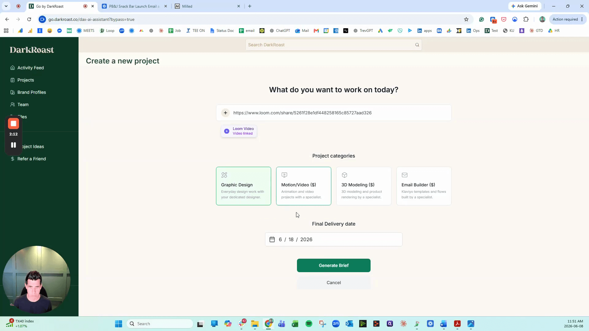 Step #7: Click Generate Brief to process the video.