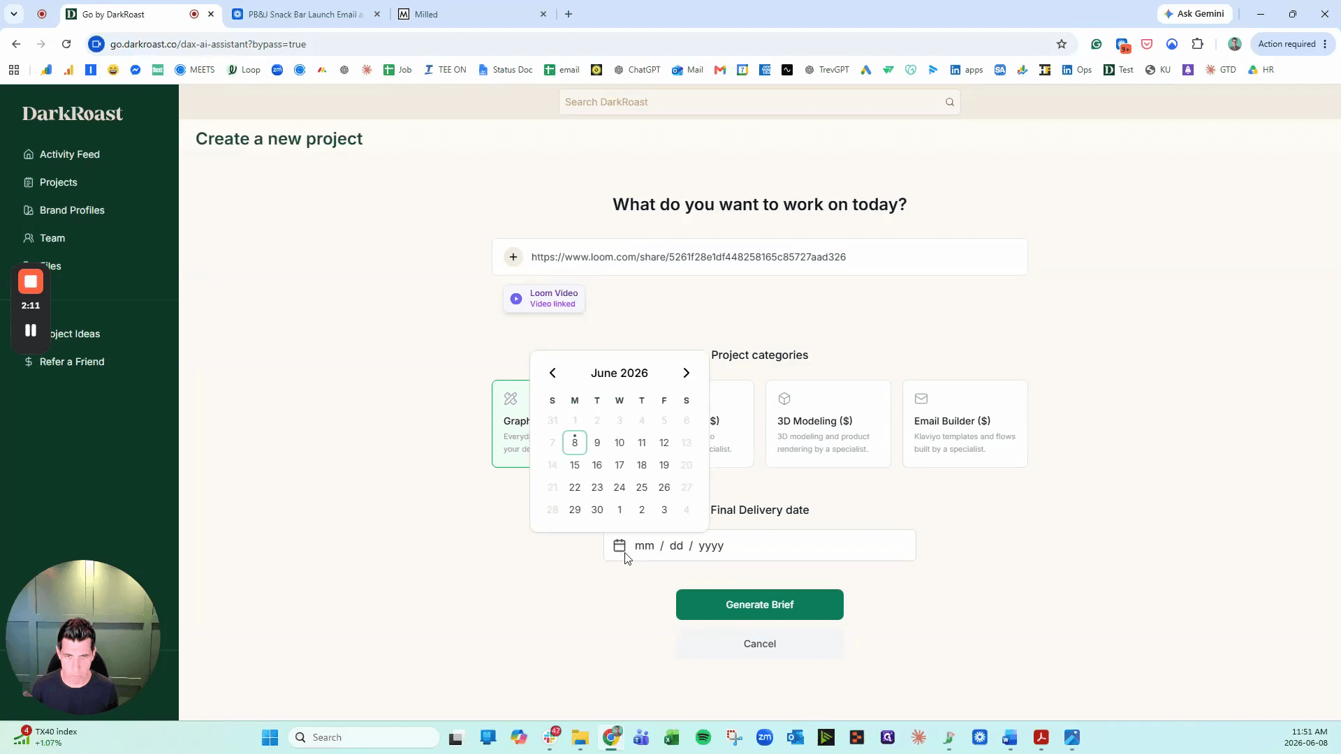 Step #6: Click the Final Delivery Date field to choose your project deadline.