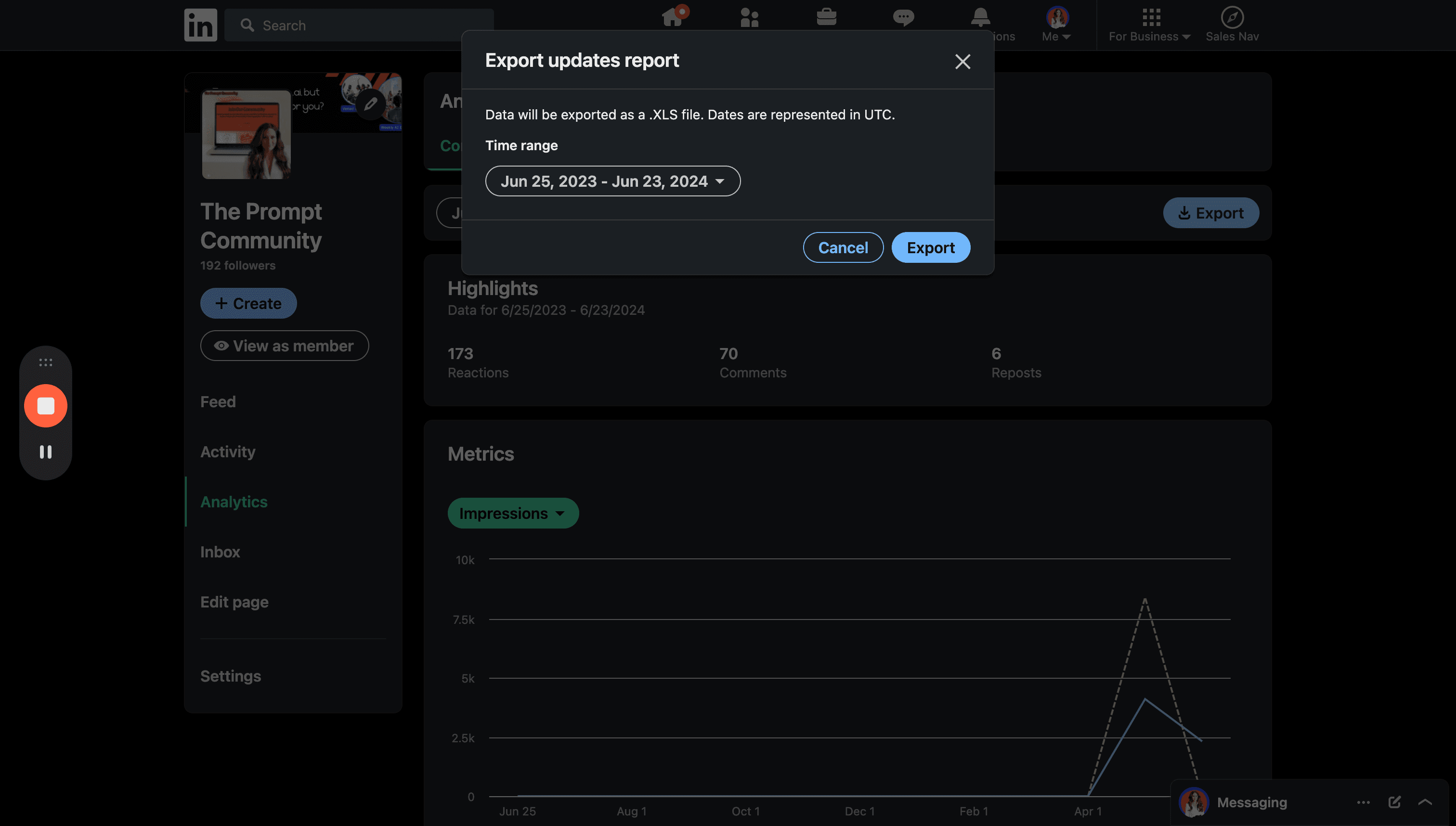 Step #2: Click on "Export"